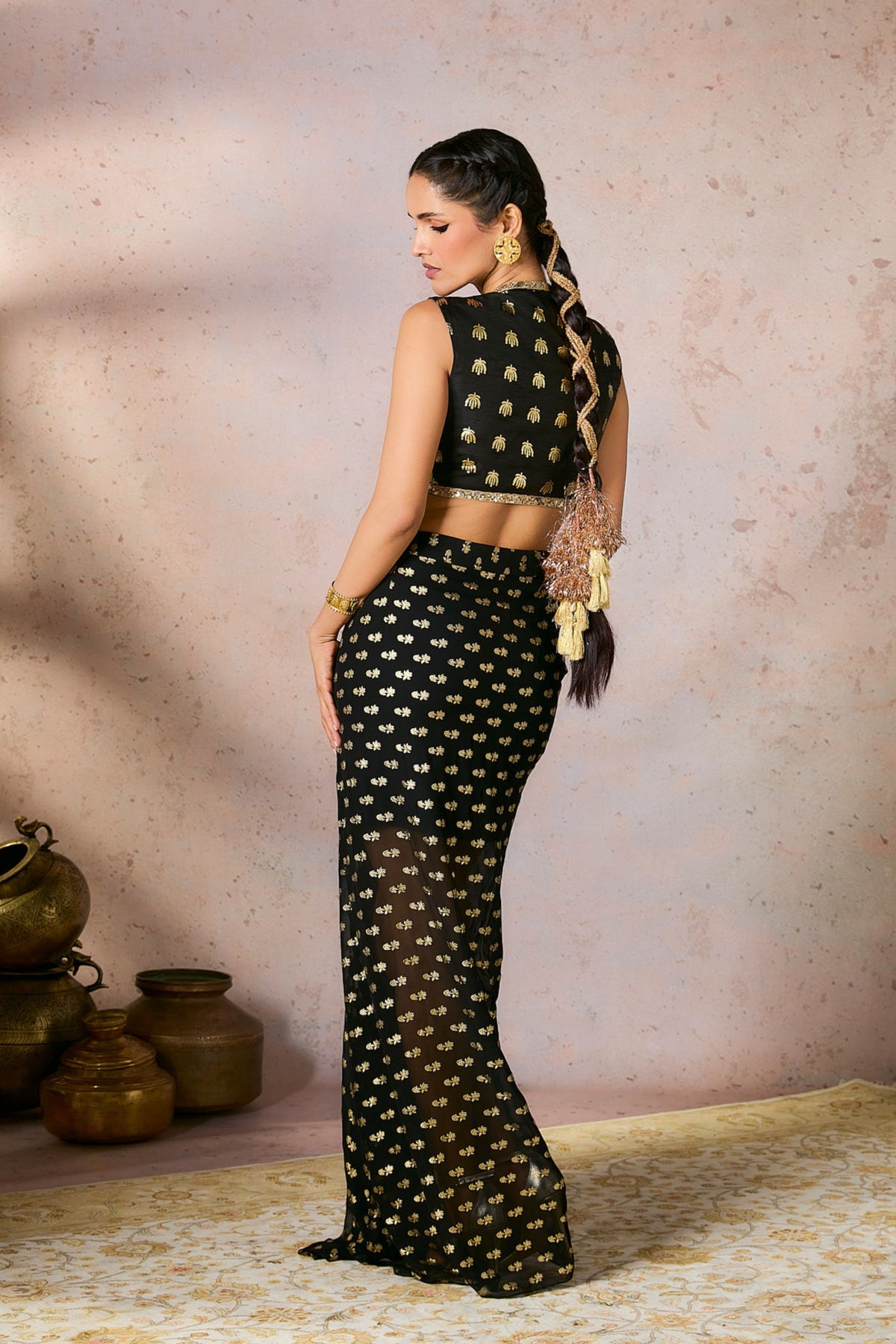 Black Palmscape Skirt Set