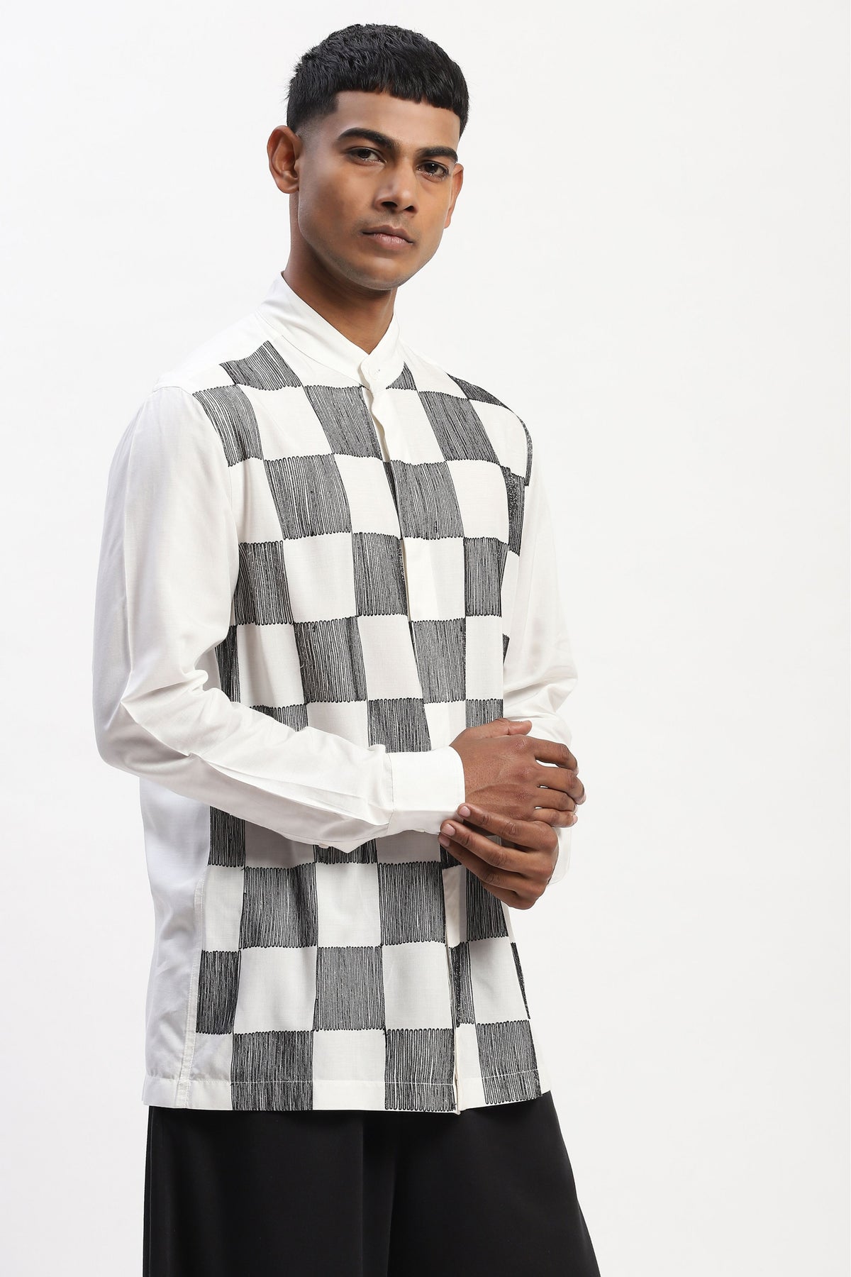 White Crewel Embroidered Shirt