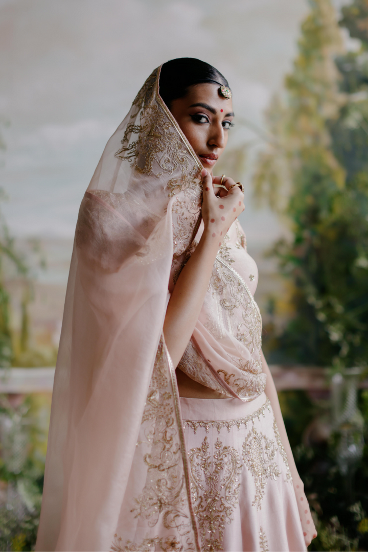 Blush Pink Chanderi Lehenga Set