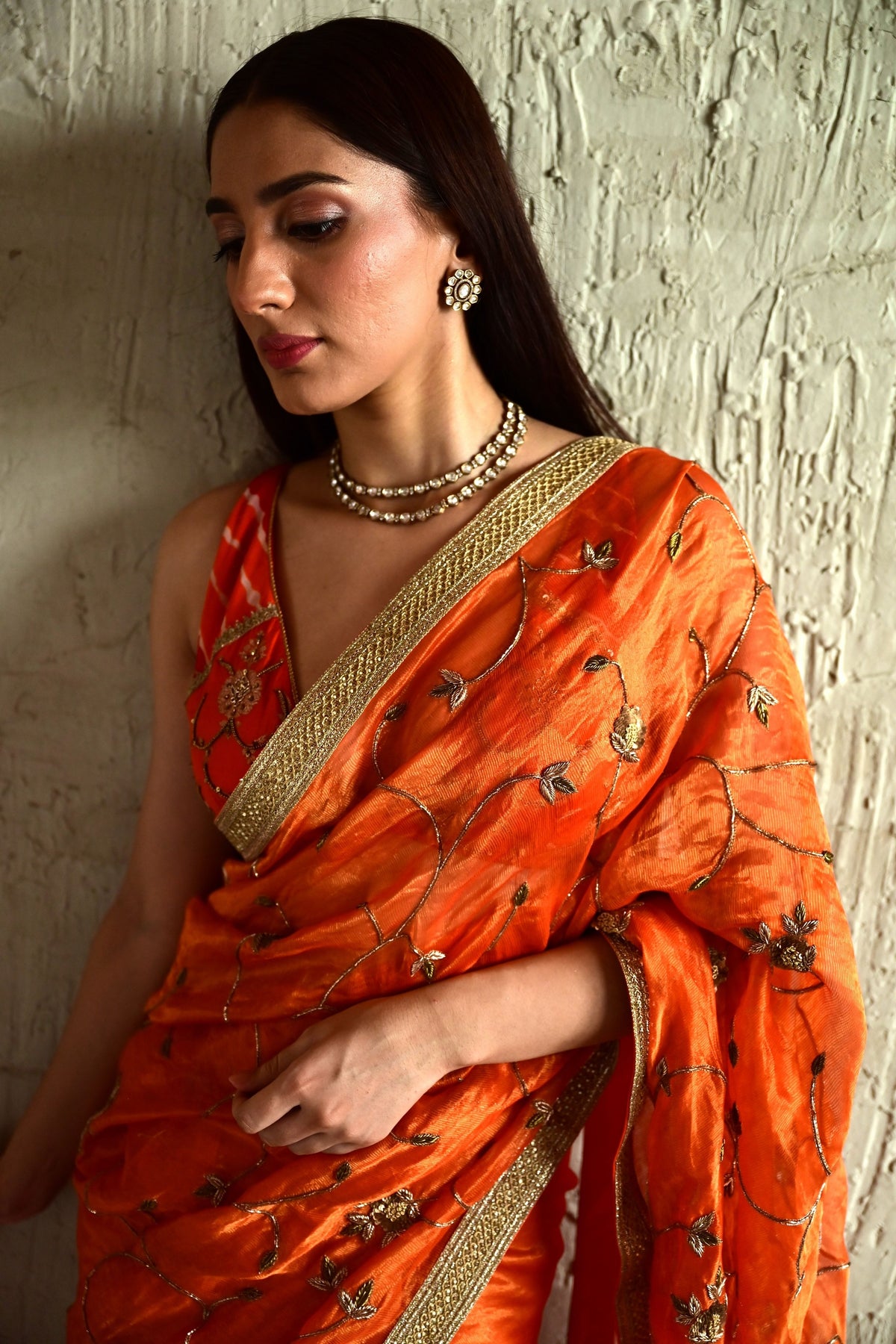 Burnt Orange Bel Saree