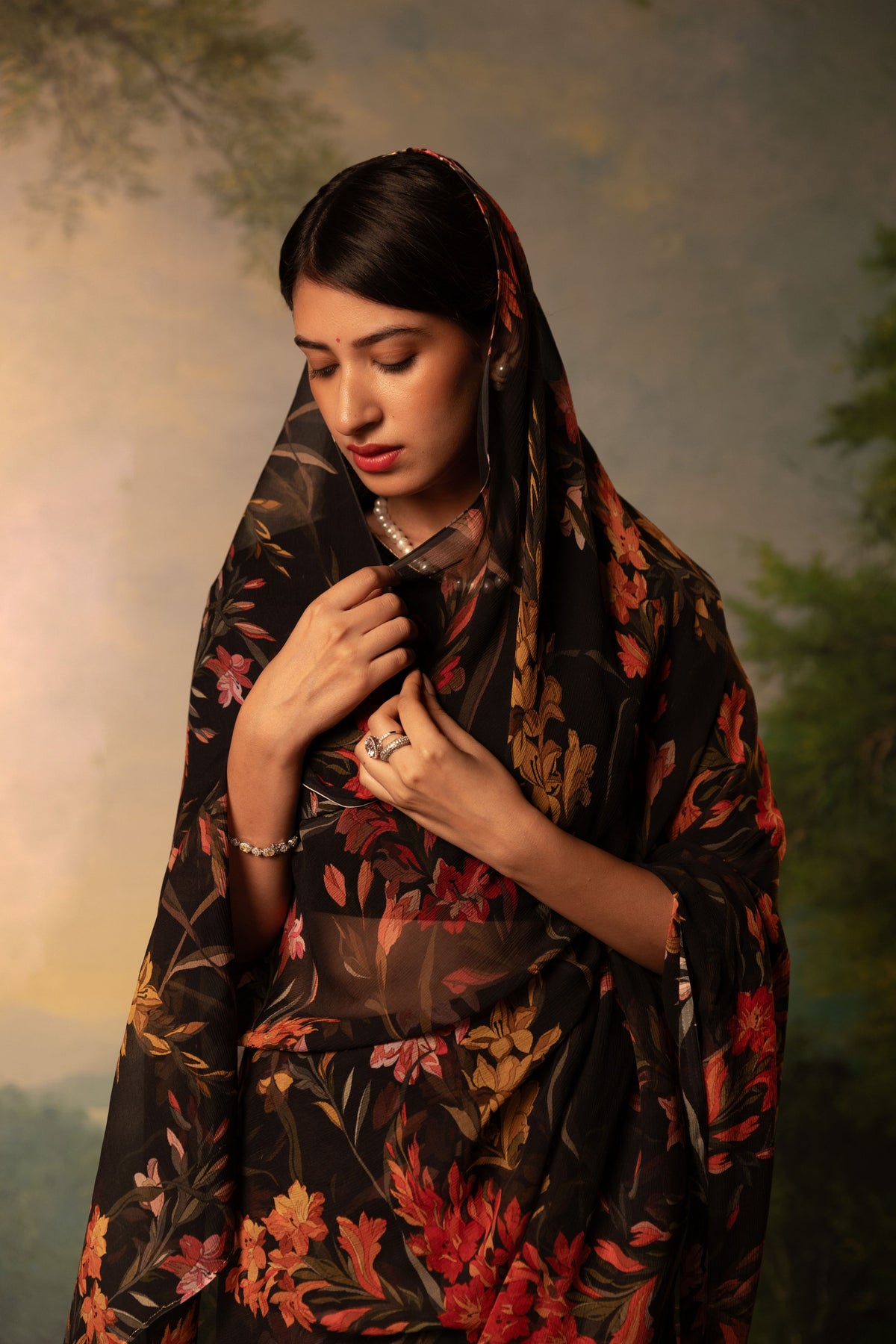 Camille Printed French Chiffon Saree