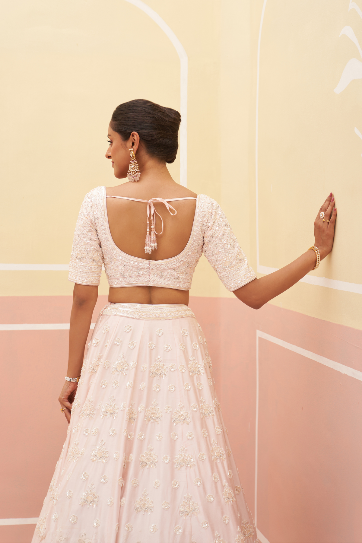 Blush Pink Silk Lehenga Set