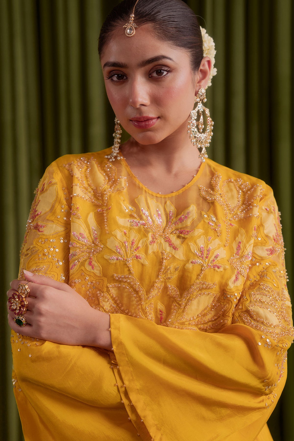 Golden Yellow Embroidered Kurta