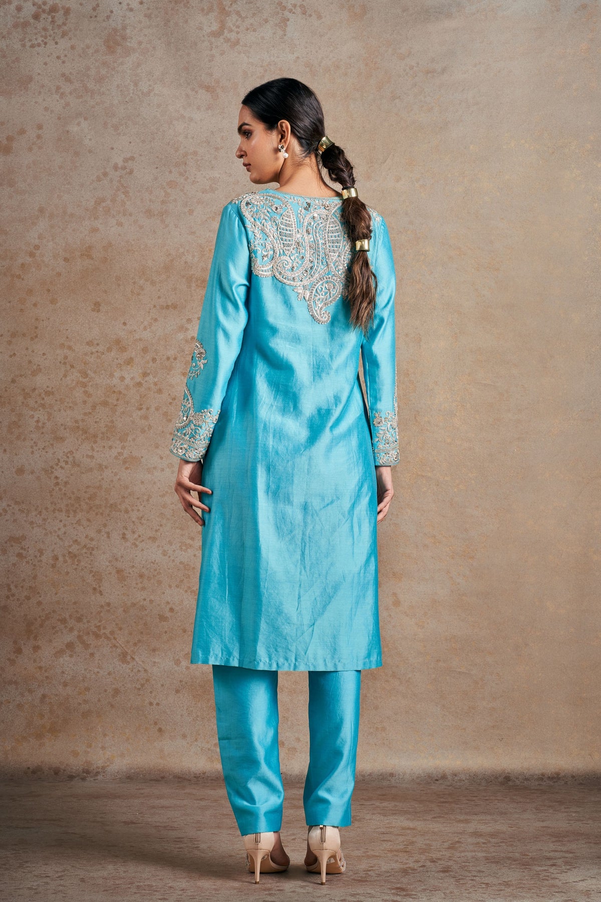 Turquoise Blue Hand Embellished Kurta Set