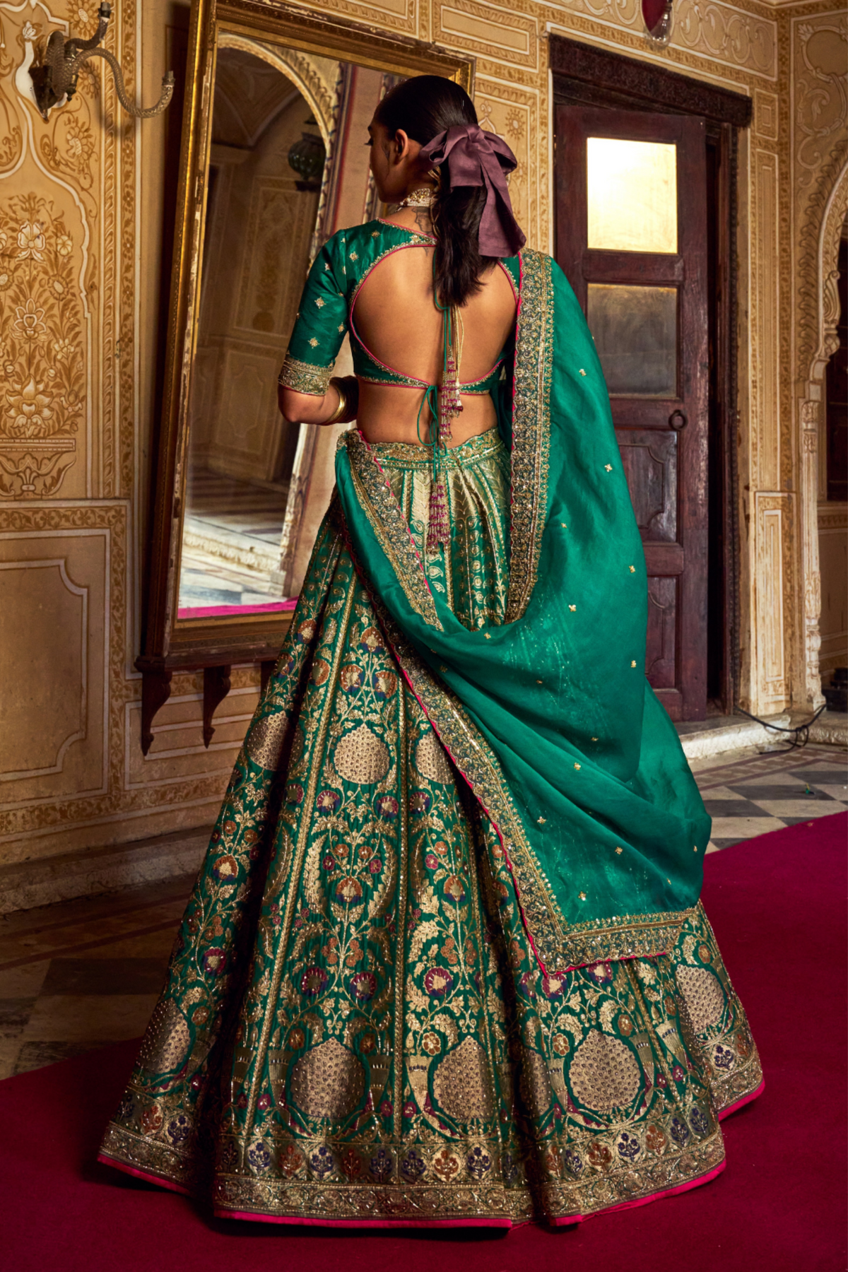 Green Banarsi Lehenga Set