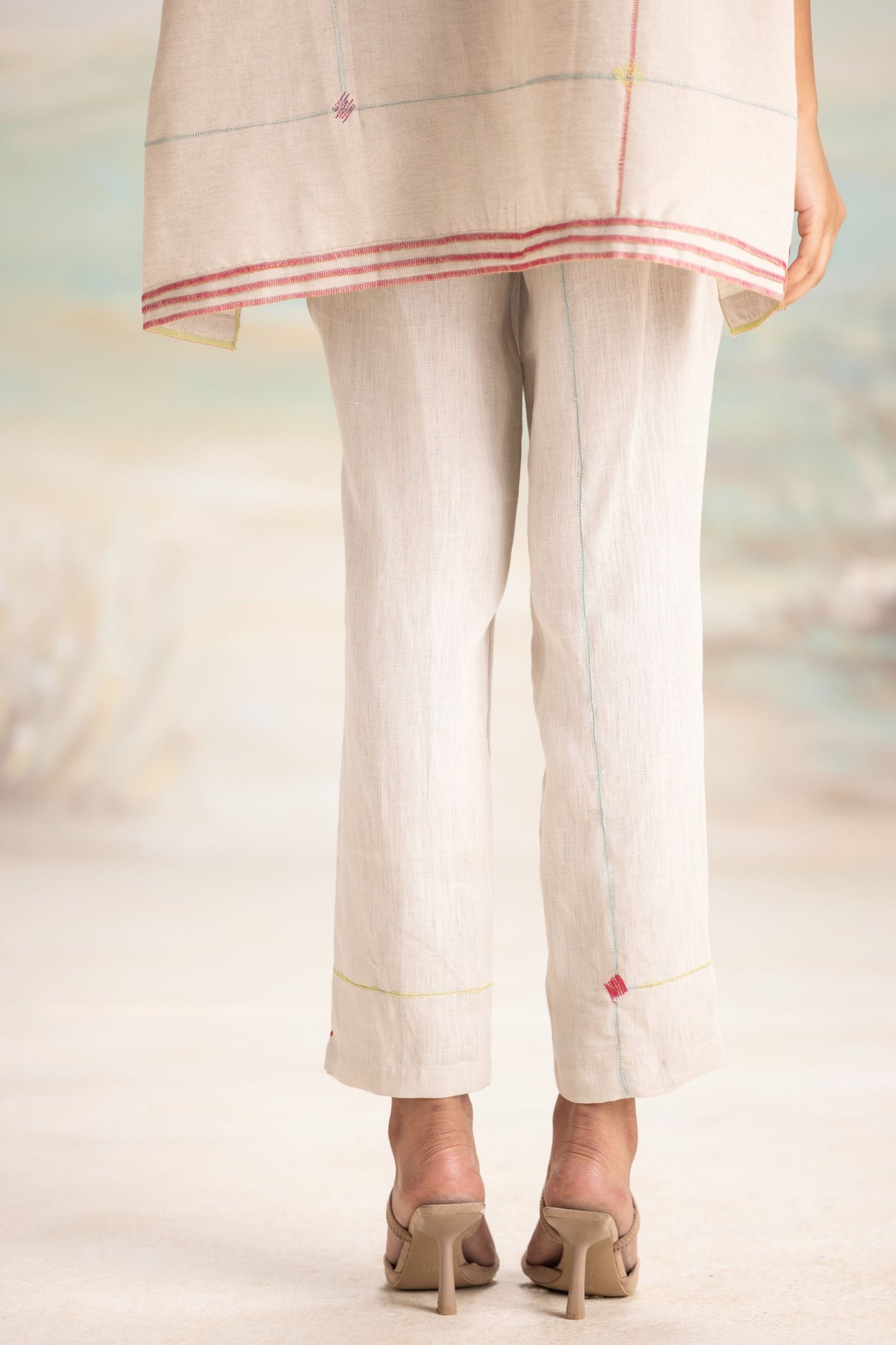 Over Lock Square Dove Co-ord Set