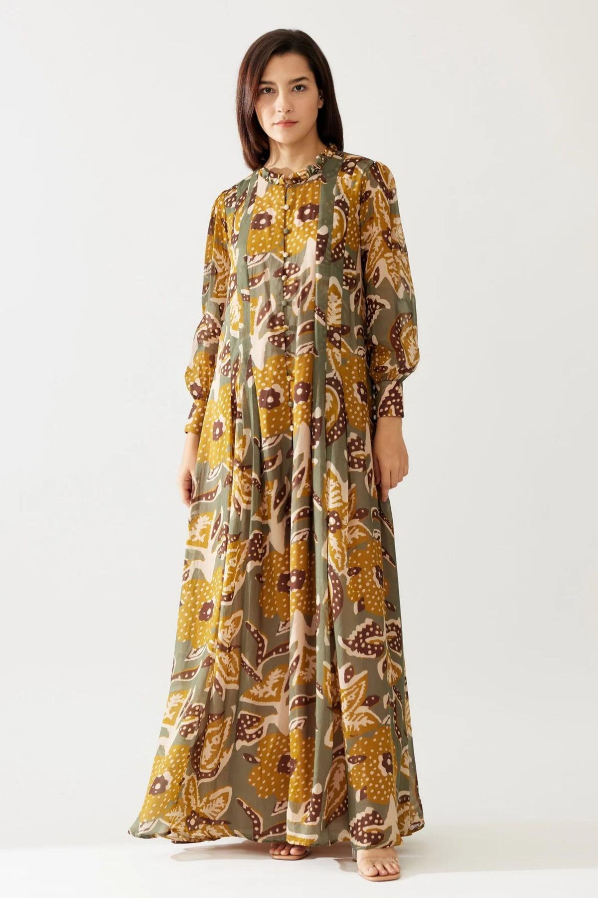 Olive And Mustard Long Dress