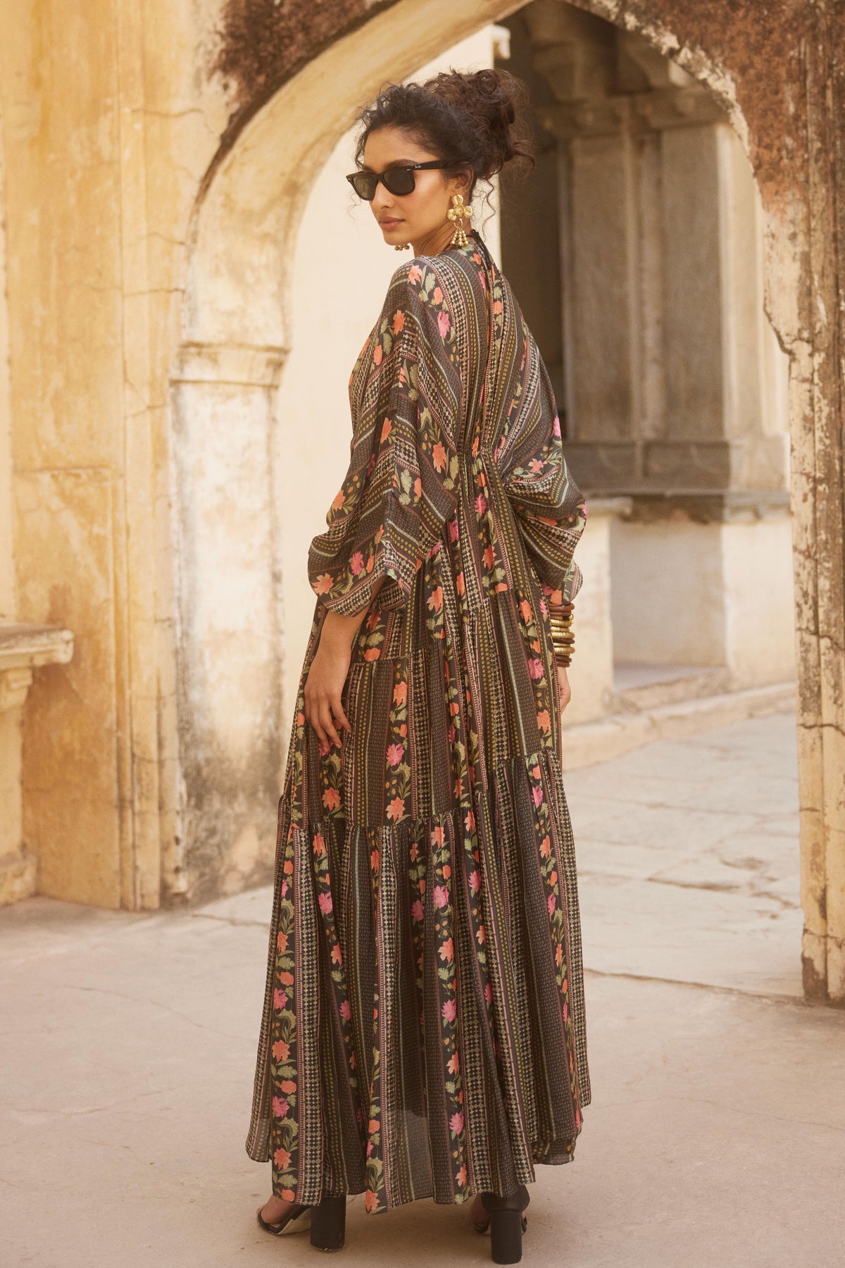 Embroidered Multi Colour Kaftan Set