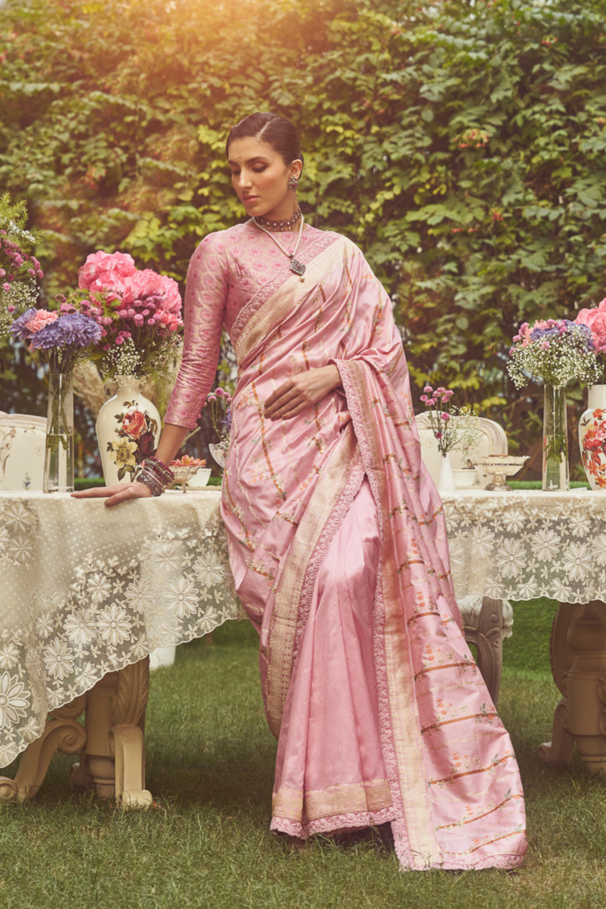 Pink Meenakari Zari Handloom Sari