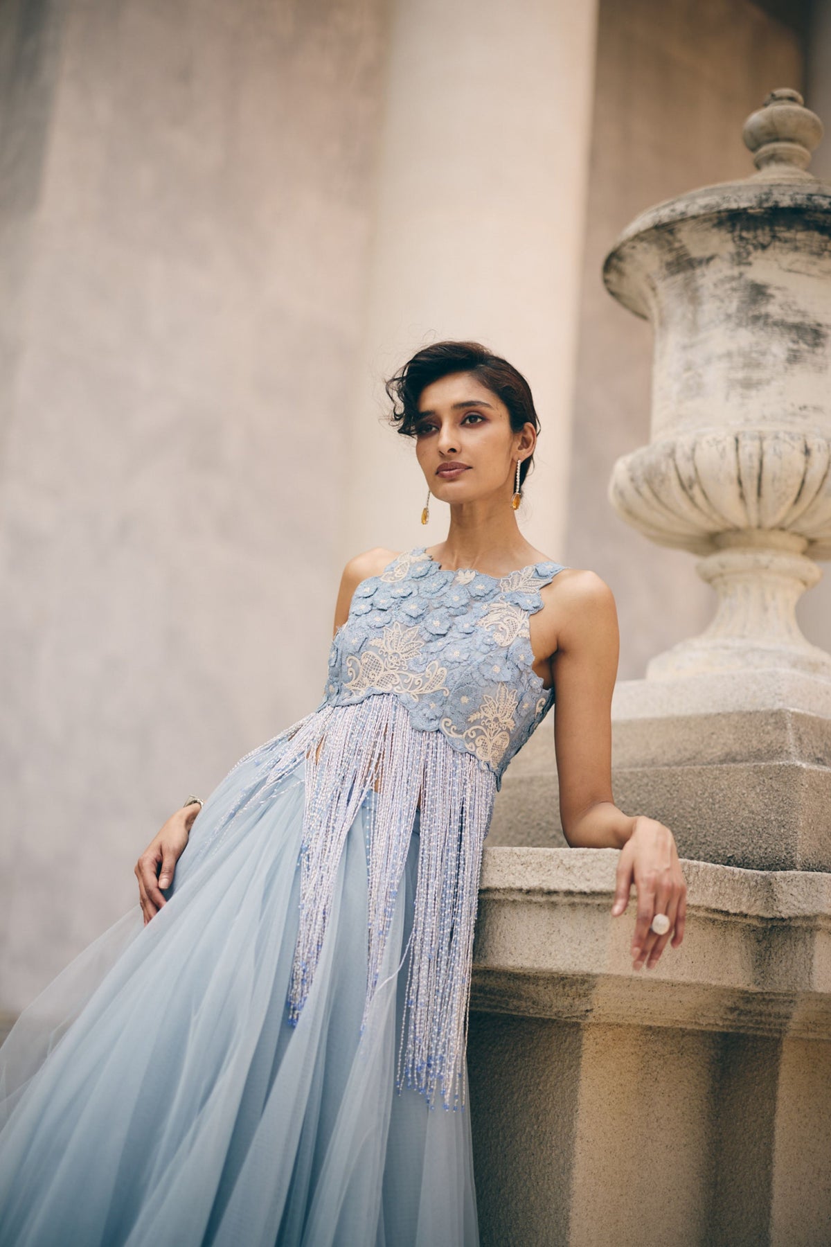 Sky Blue Top And Skirt