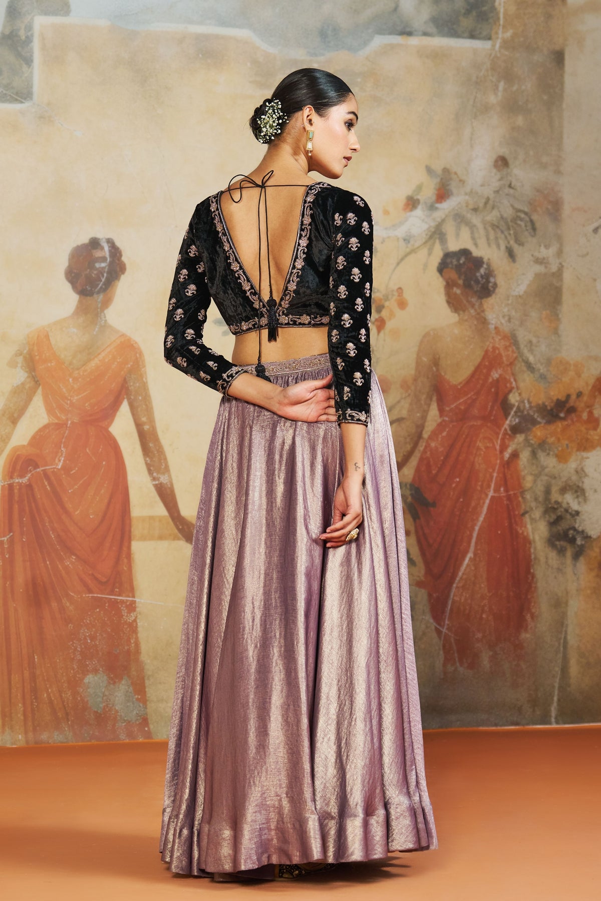 Black Velvet Lehenga Set