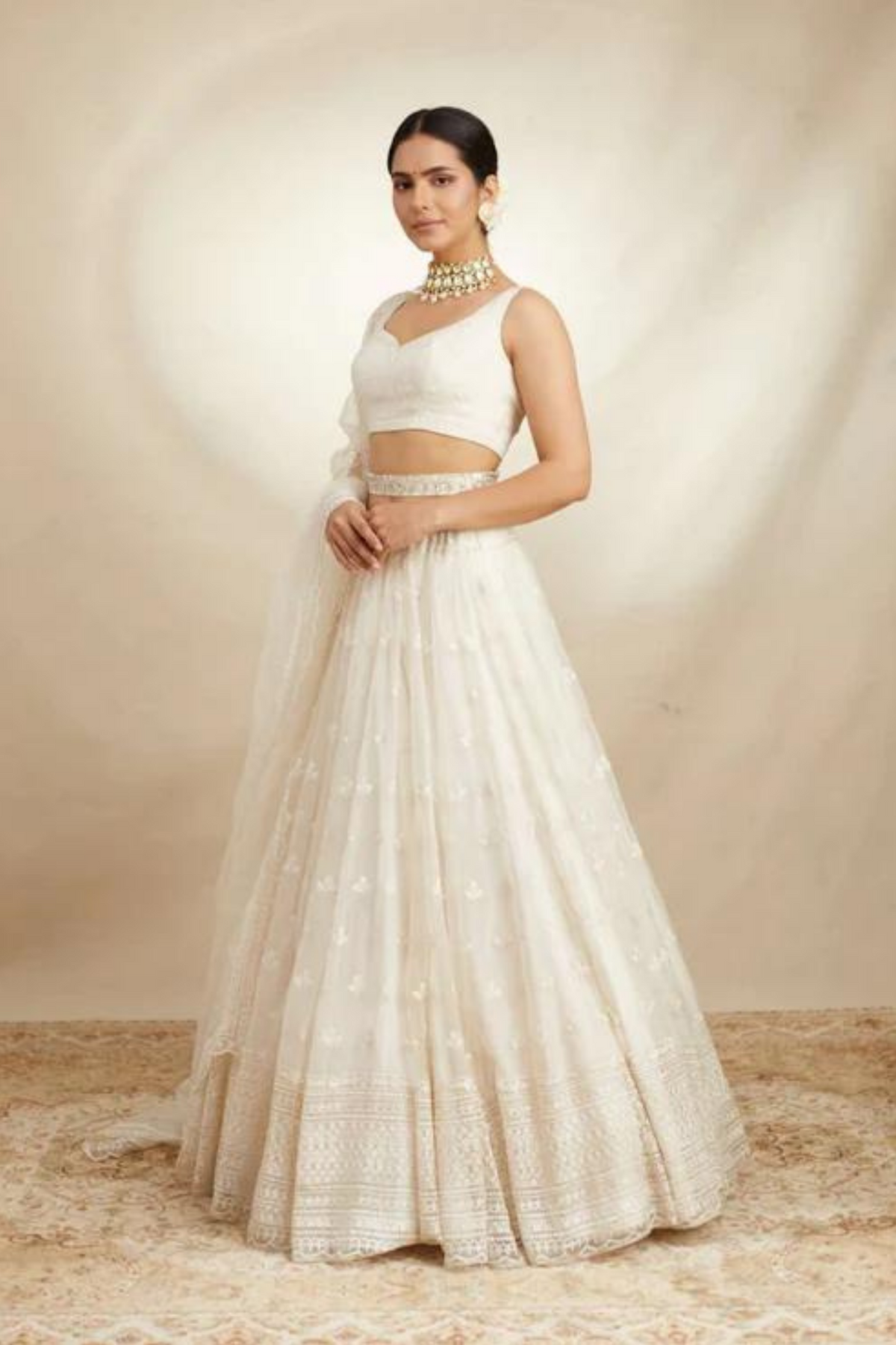 White Organza Lehenga Set