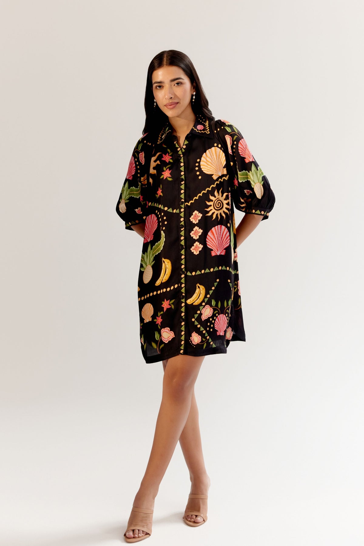 Seashell Black Rosa Mini Dress