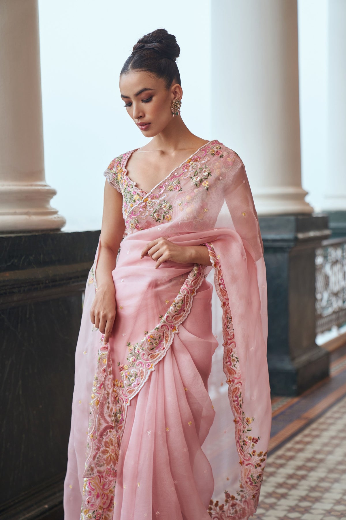 Pink Orchid Saree Set