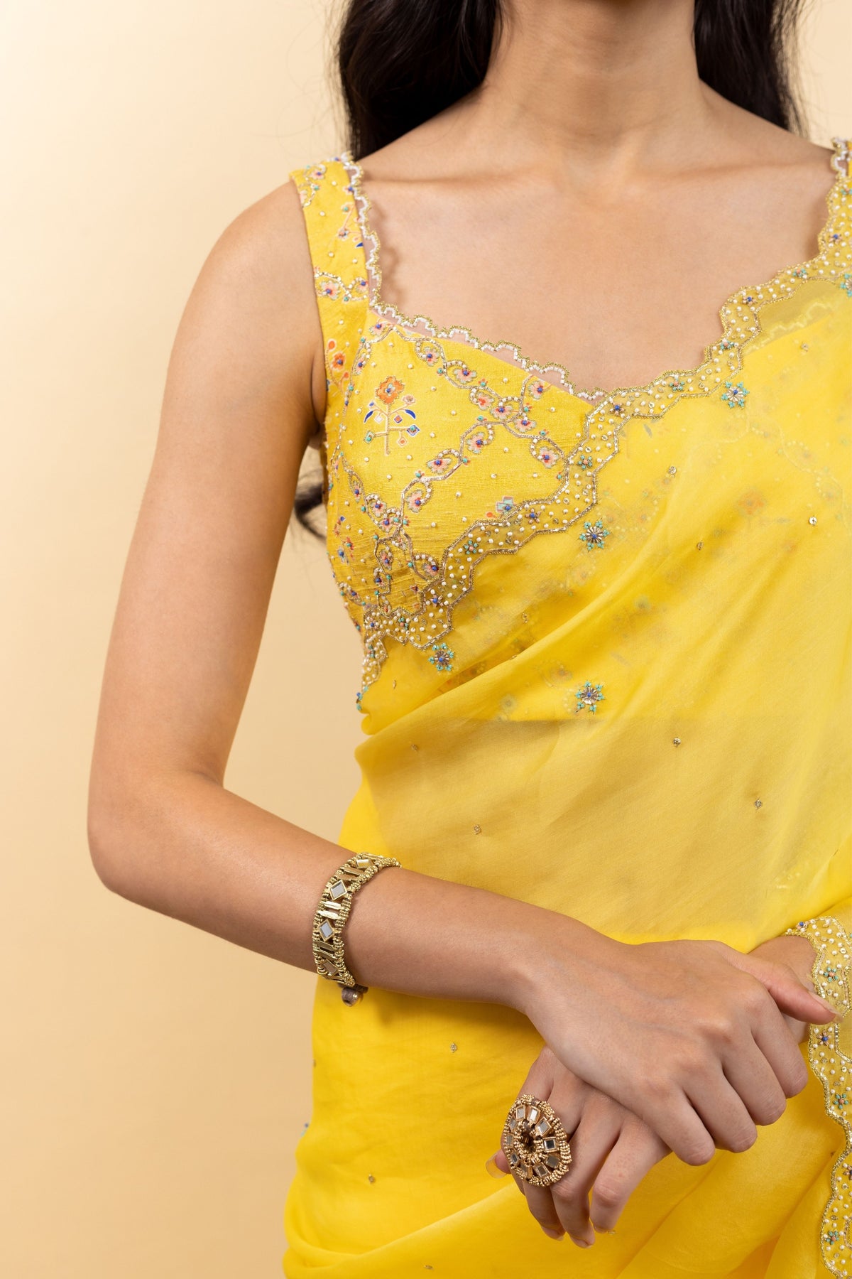 Chrome Yellow Chokor Blouse Set