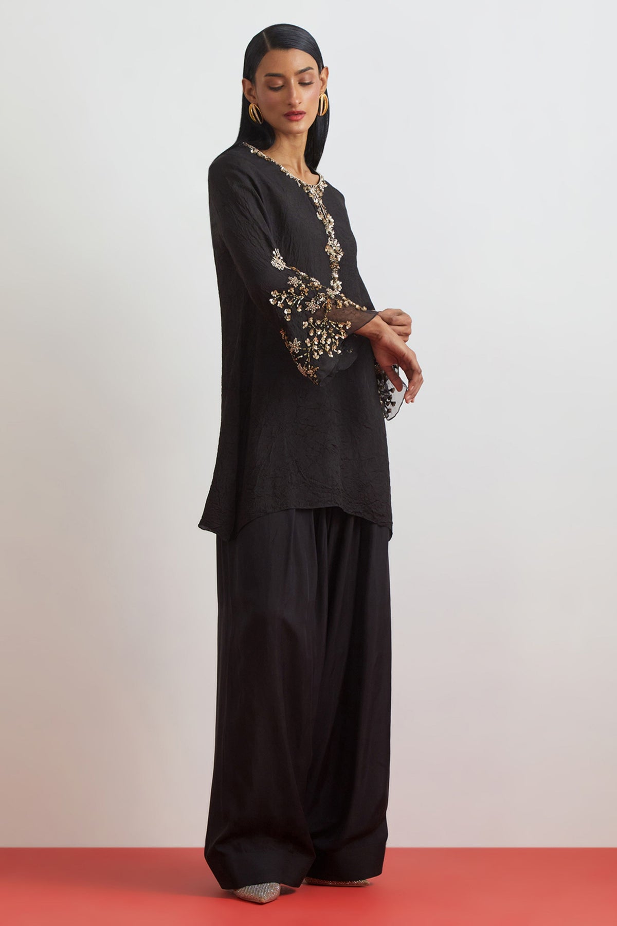 Embroidered Beaded Black Salwar Set