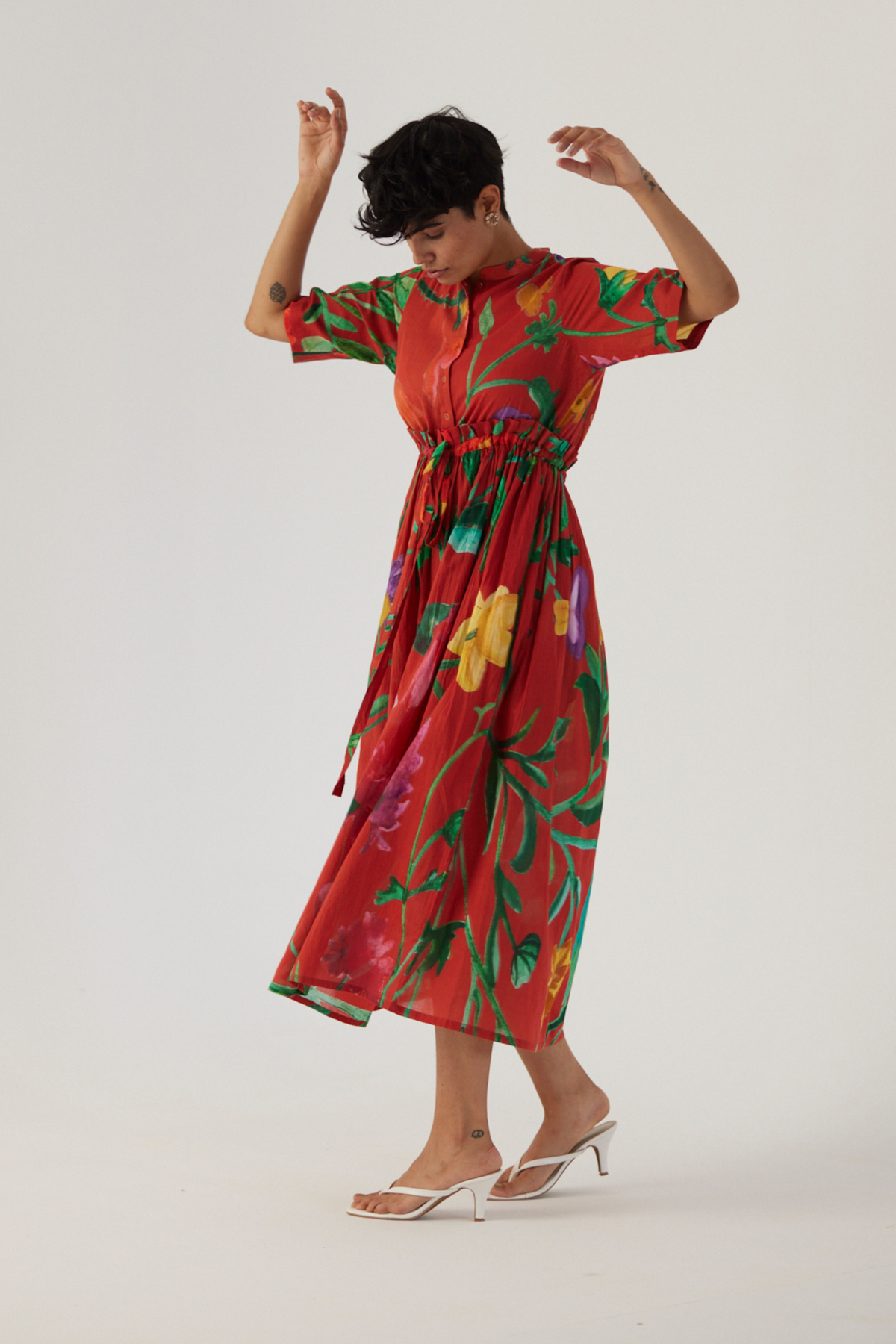 Red Gathered Dress