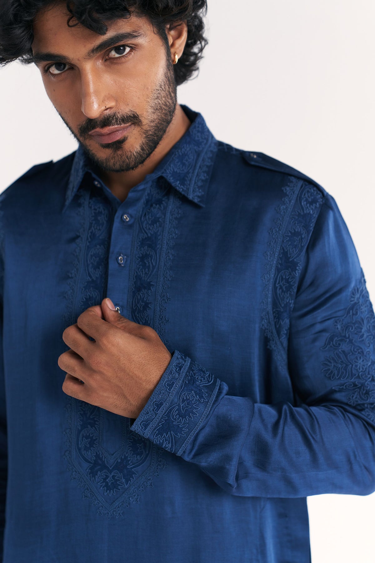 Jalal Blue Pathani Kurta Set