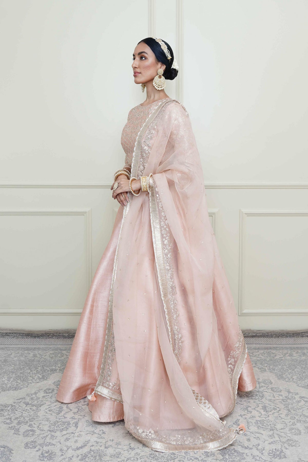 Pearl pink aafiyah lehenga set