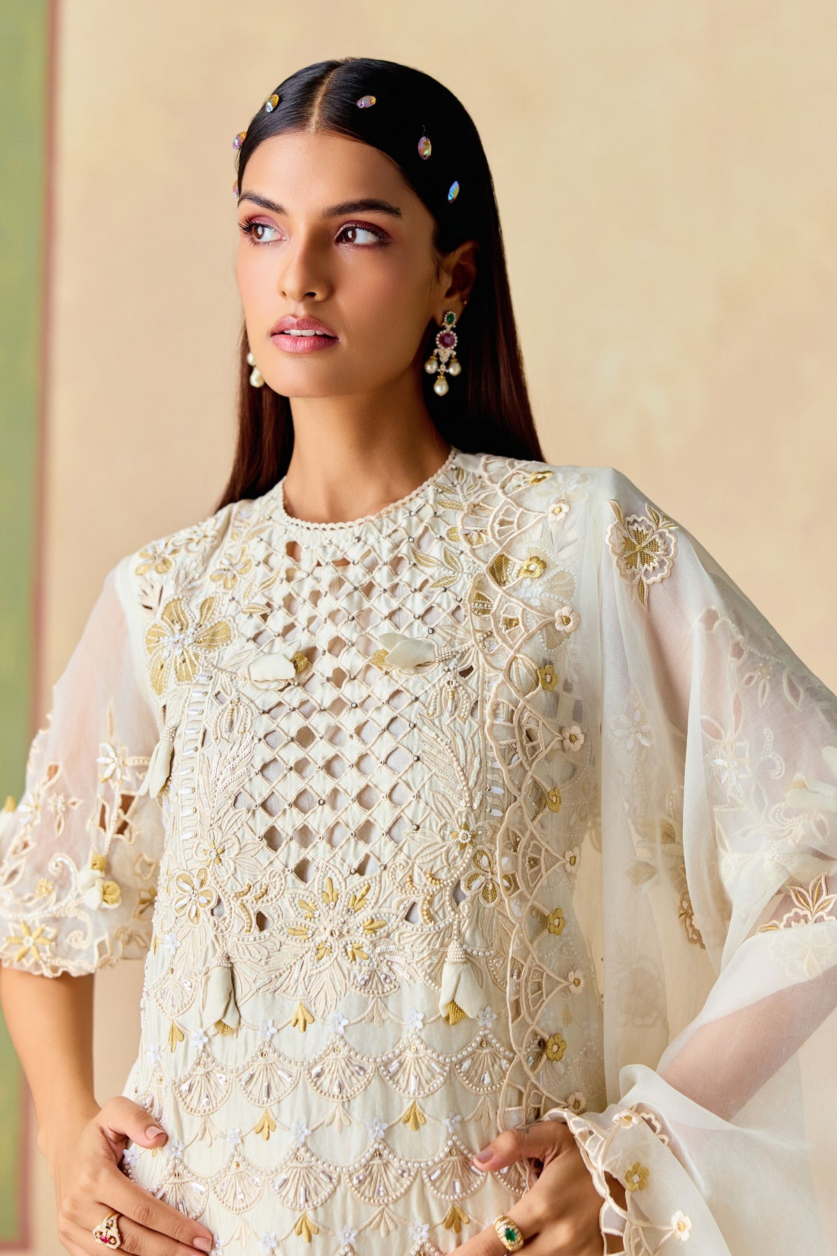 Ivory Cutwork Dupatta