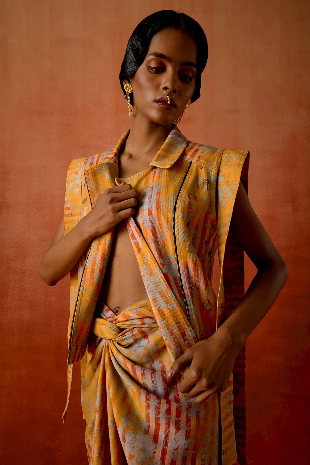 Knotted Denim Skirt Set