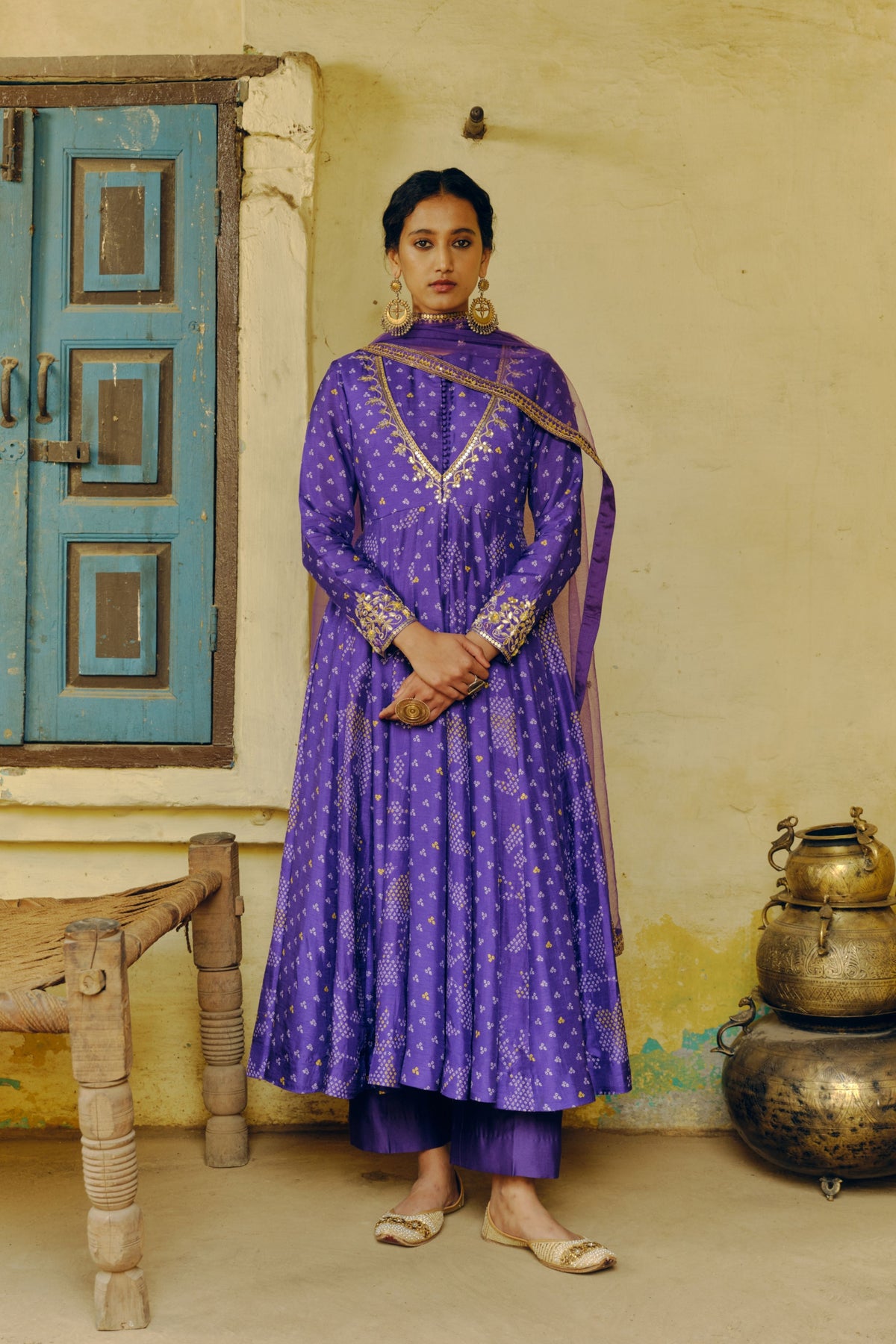 Iris Purple Anarkali Set