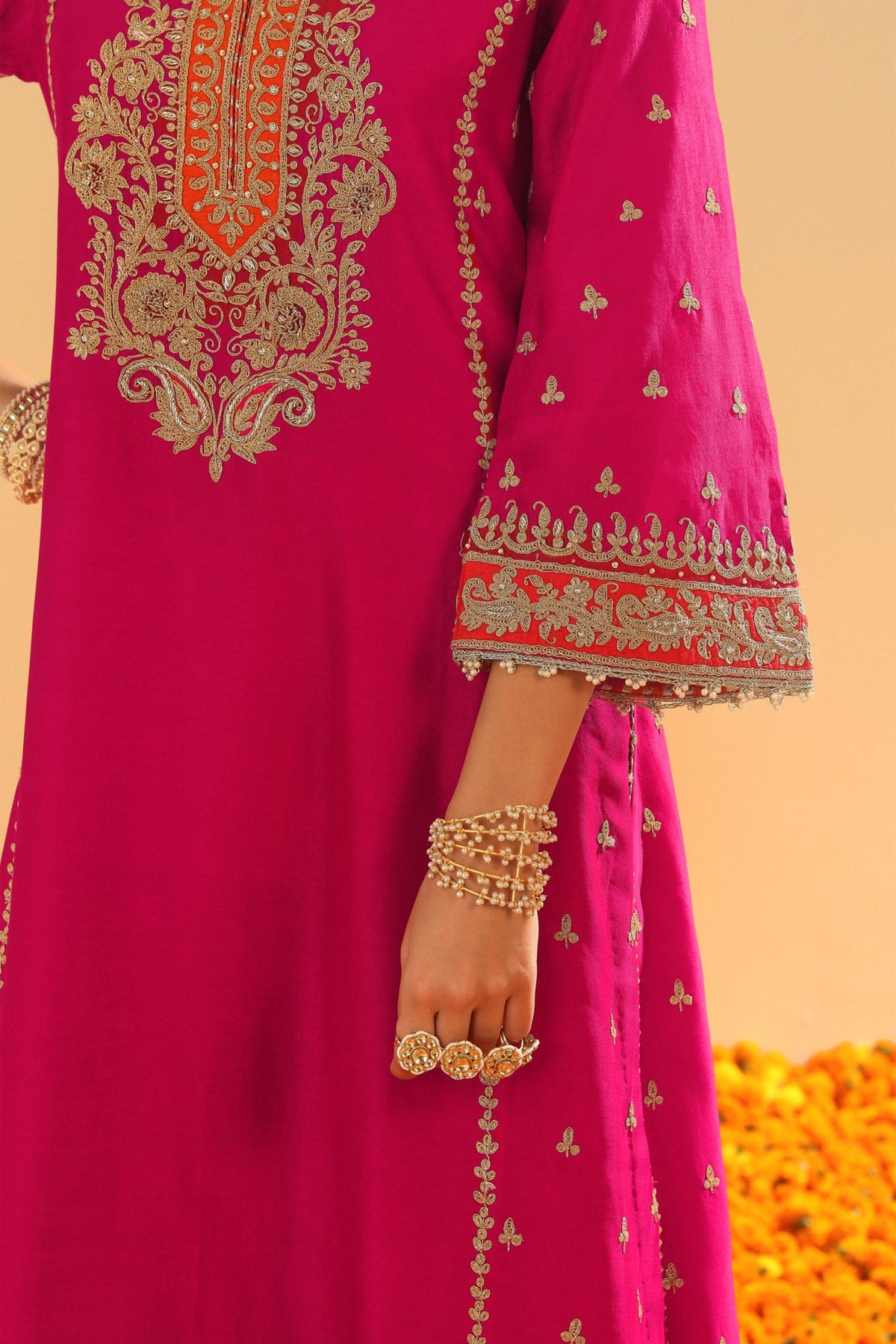 Hot Pink A-line Kurta Set