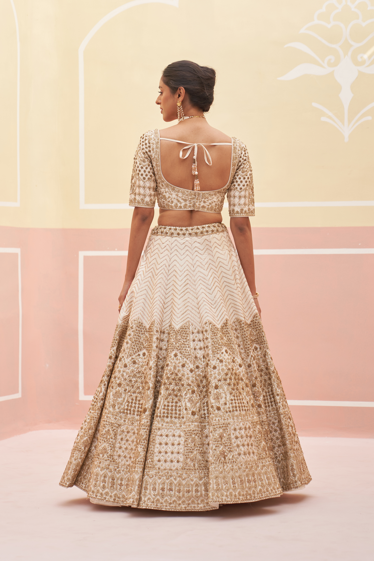 Ivory Raw Silk Lehenga Set