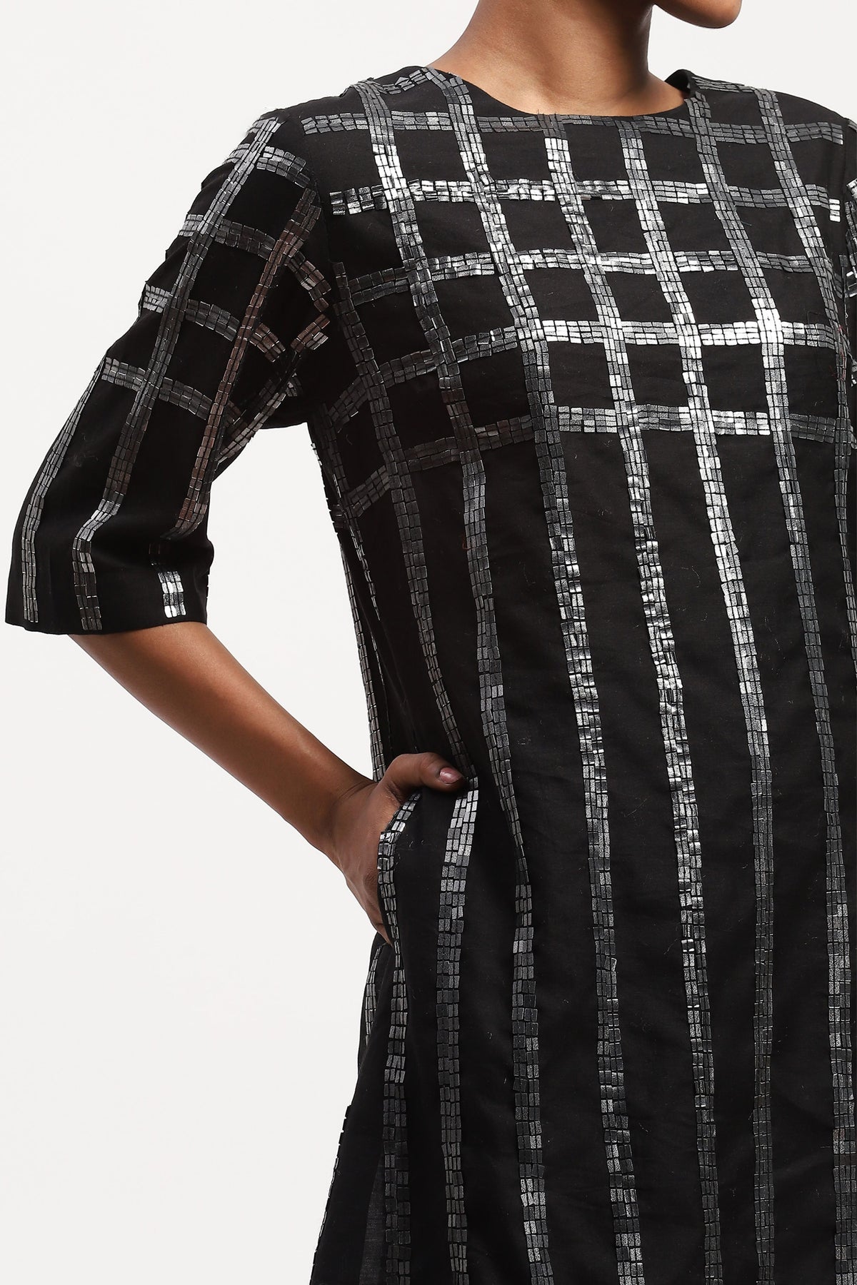 Sequin Windowpane Embellished Dress