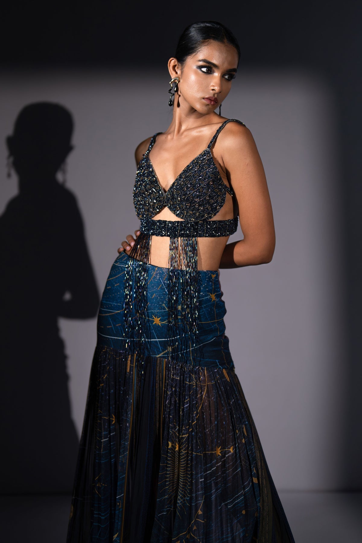 Blue Pleated Skirt