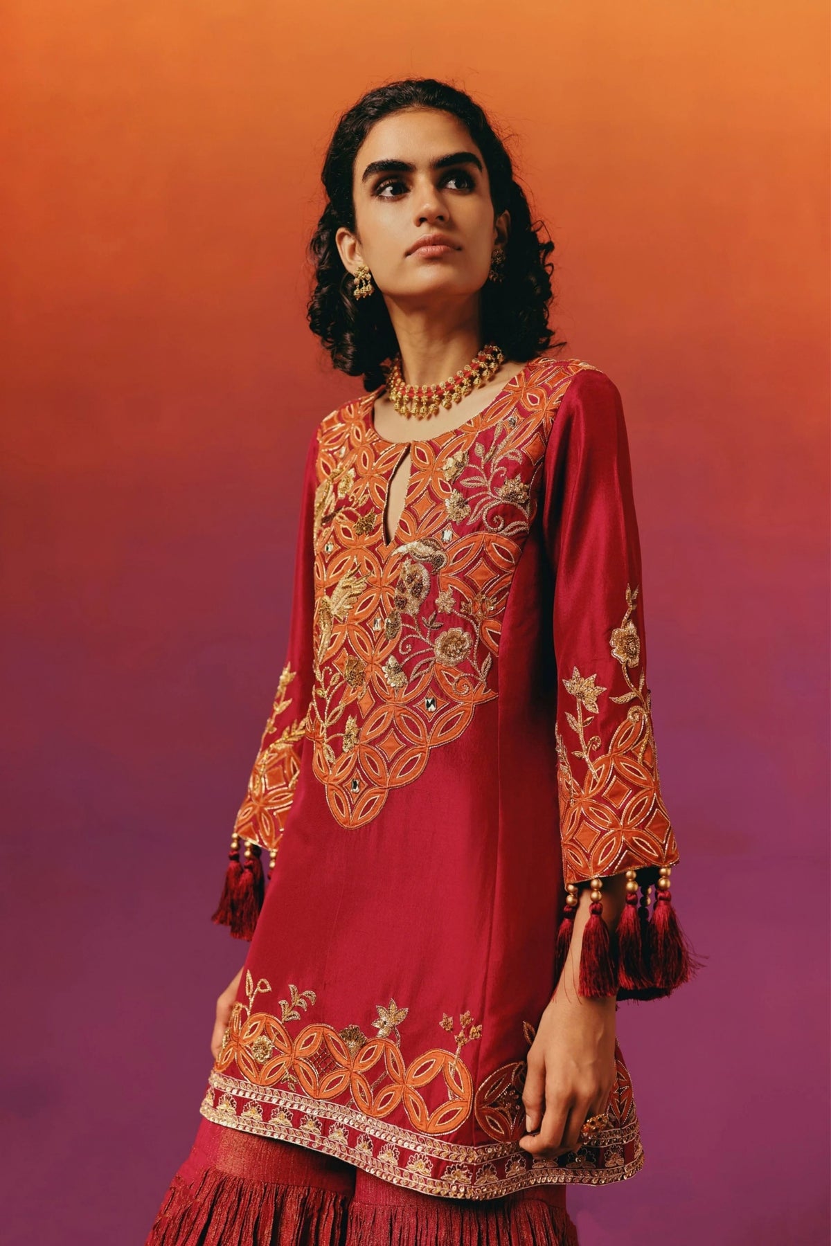 Red Gharara Set