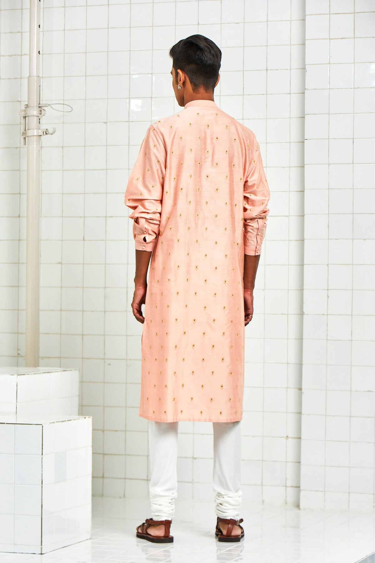 Peach Kalwara Embroidered Kurta Set