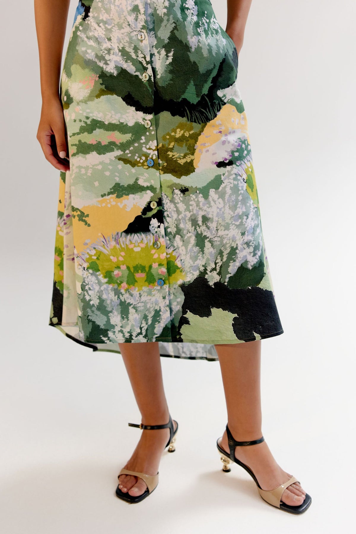 Forest Coral Midi Dress