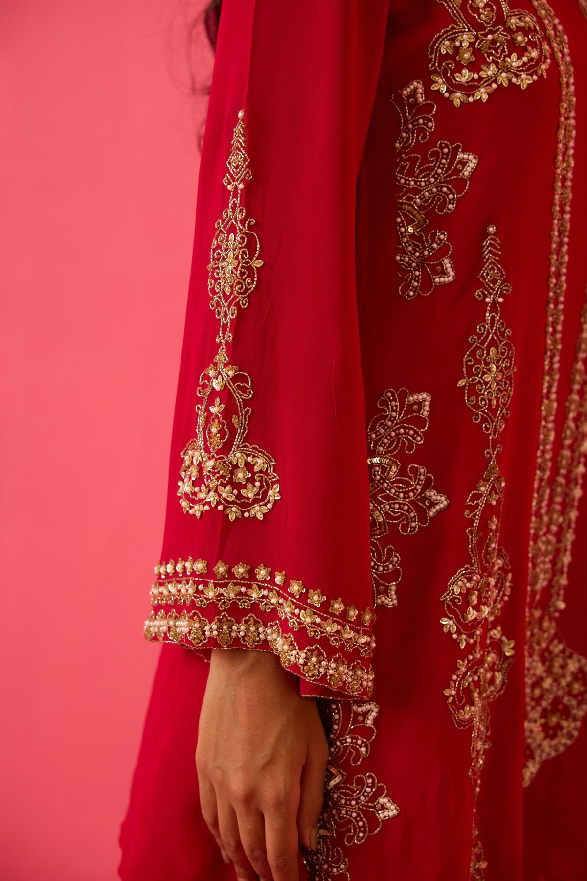 Crimson Red Sharara Set