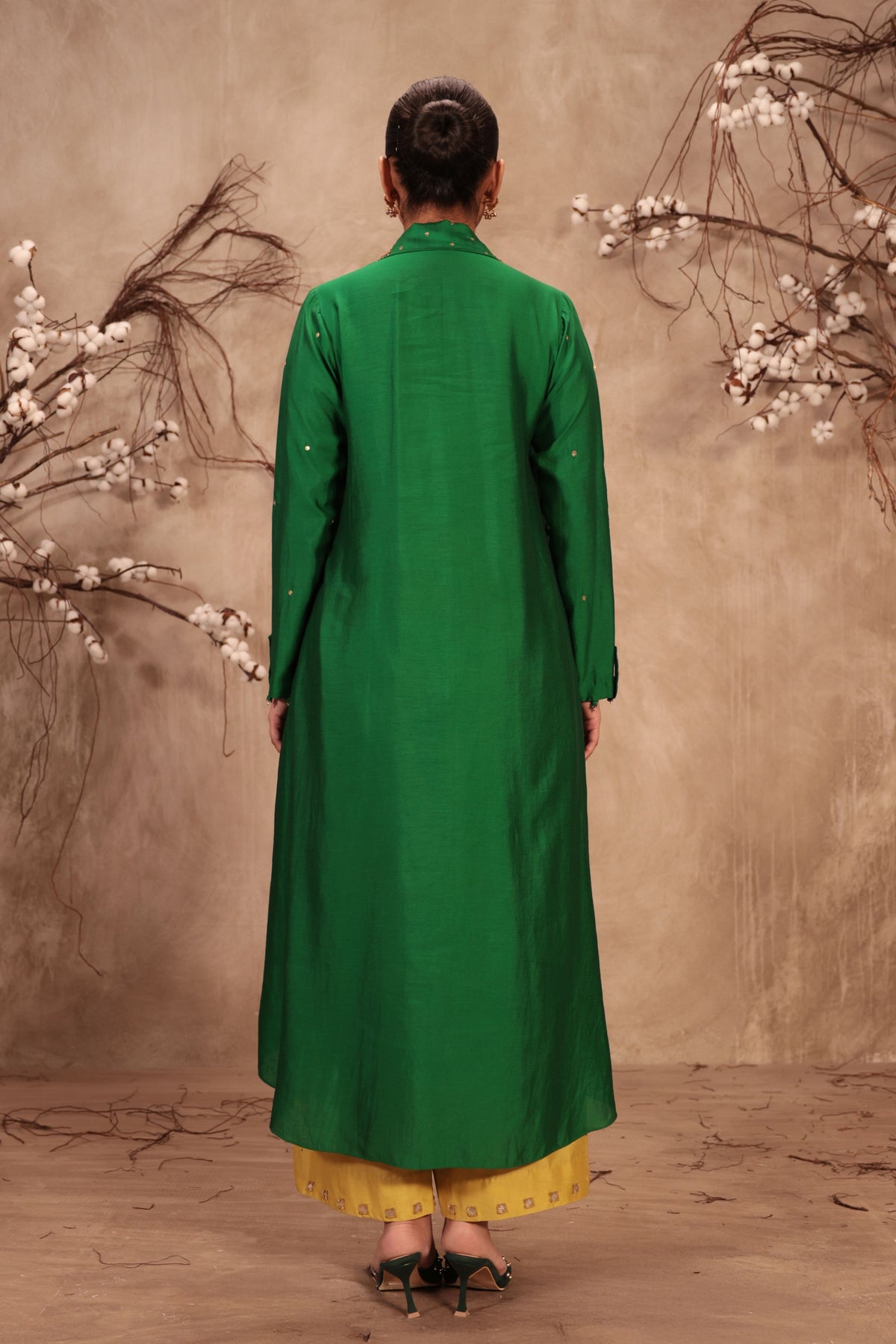 Green Collar Kurta Set