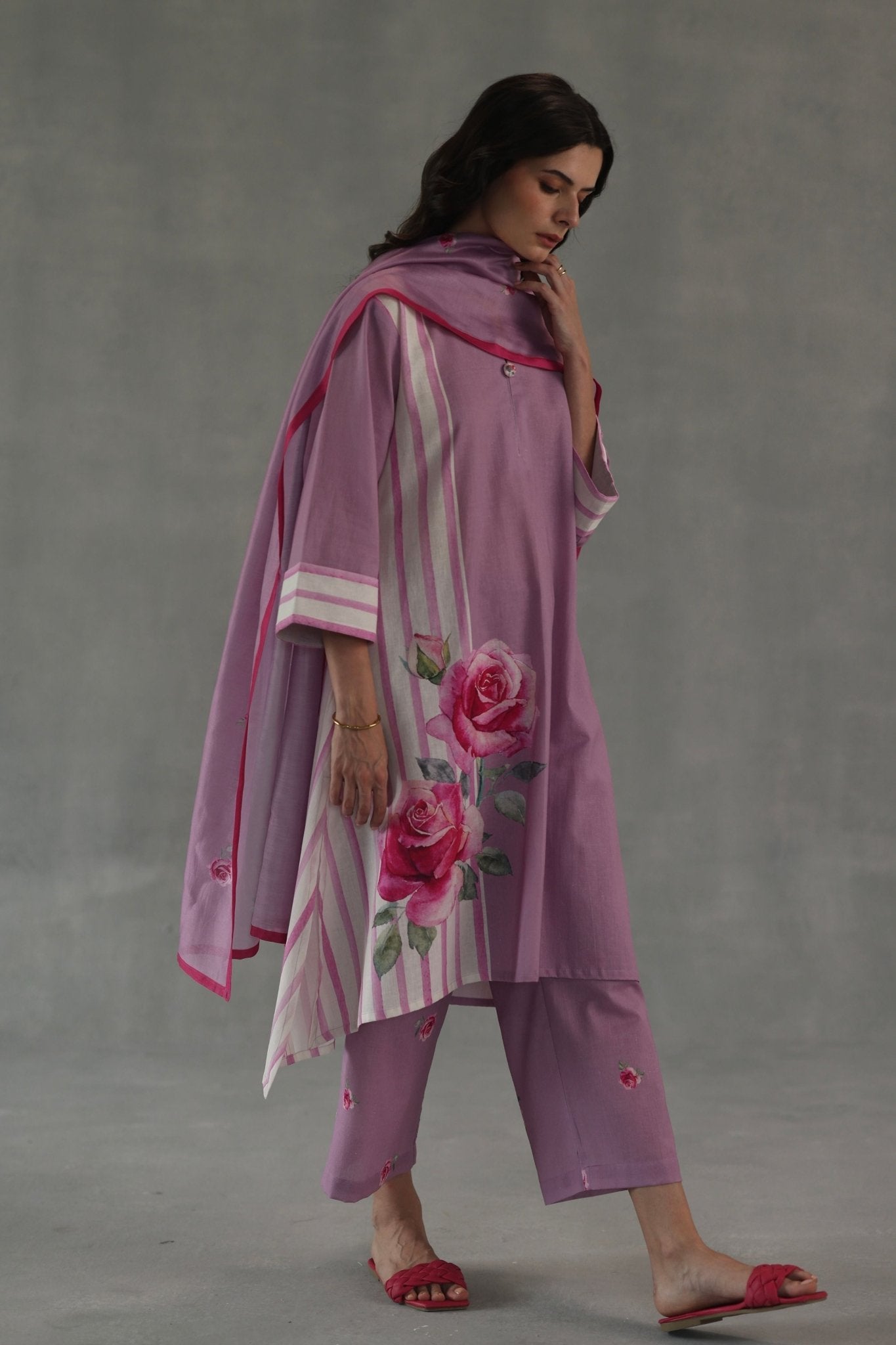 Pink Mirage Dupatta - Roza Pret - Elahe