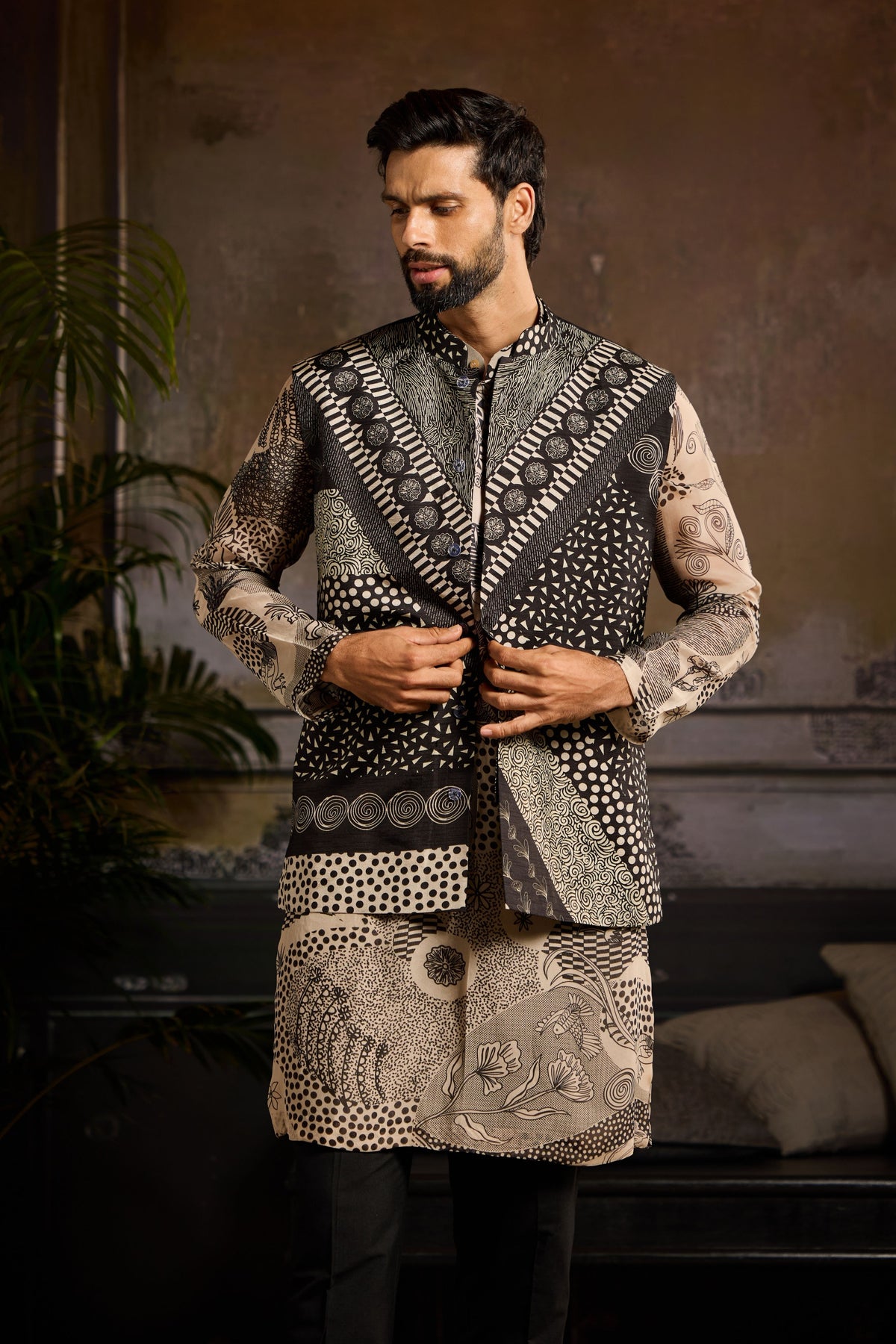 Black Printed Bundi set