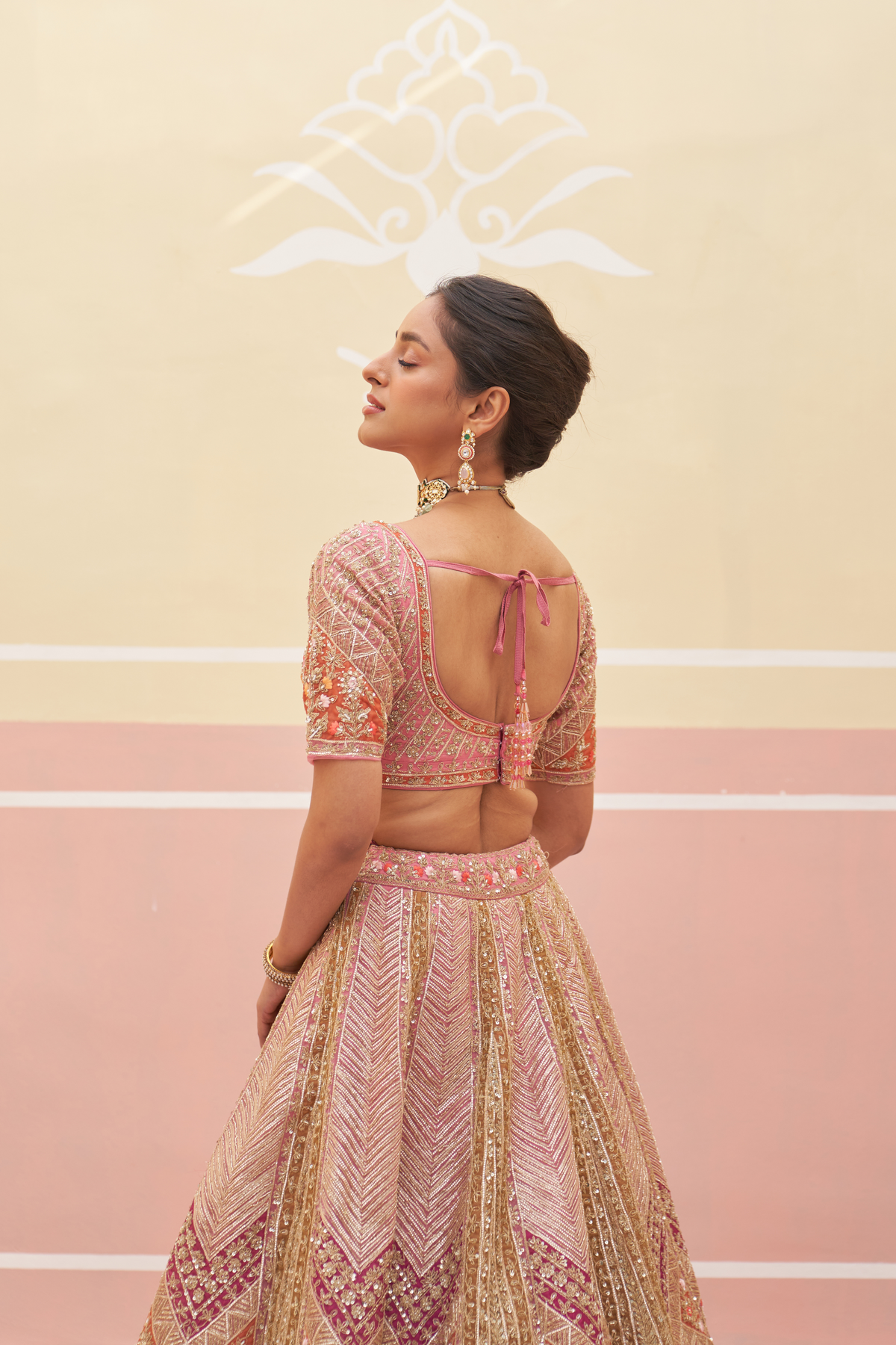 Pink Organza Lehenga Set