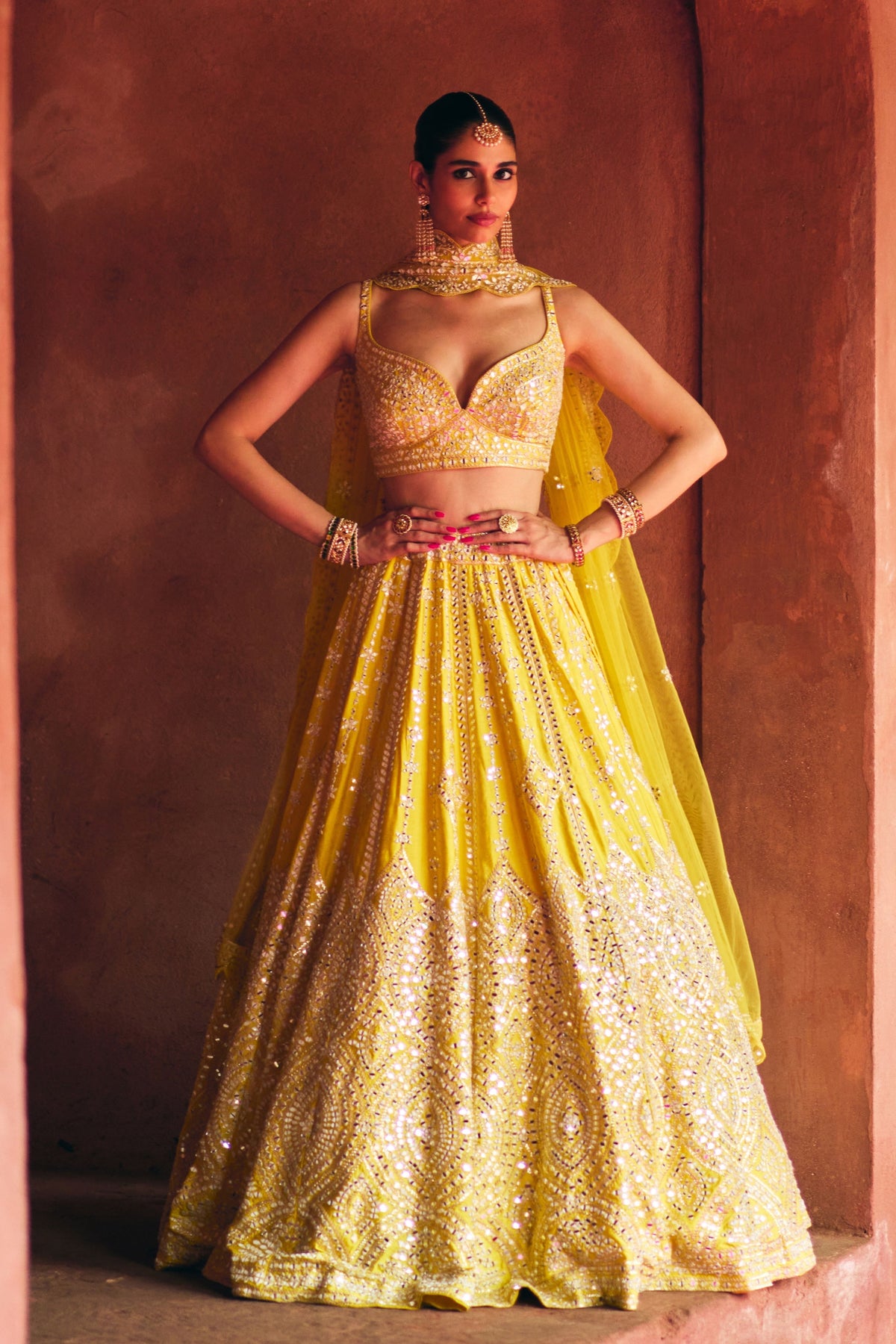 Yellow Silk Lehenga Set