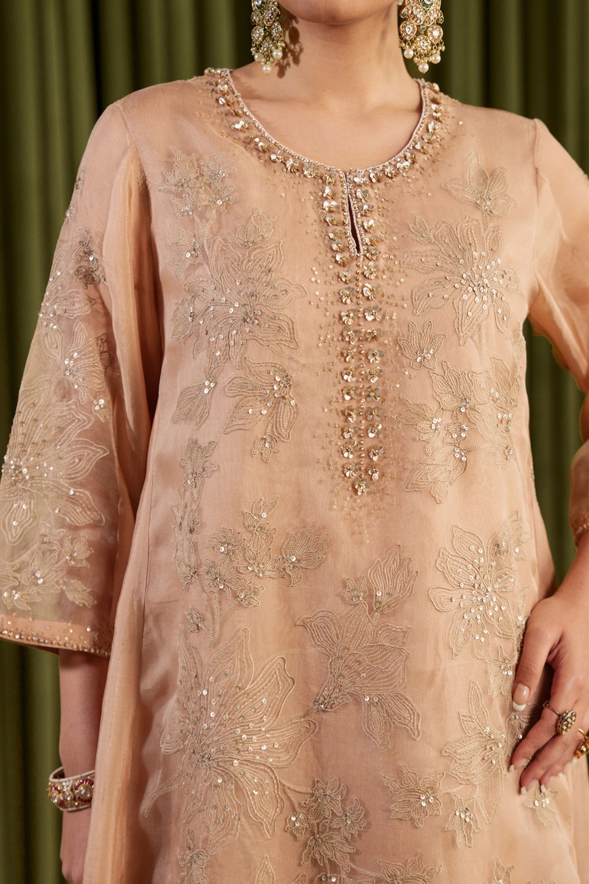 Golden Beige Kalidar Kurta Set
