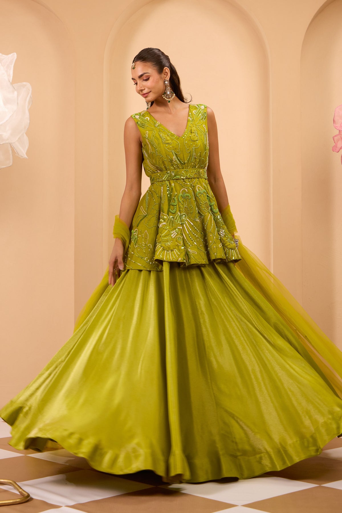Green Peplum Set