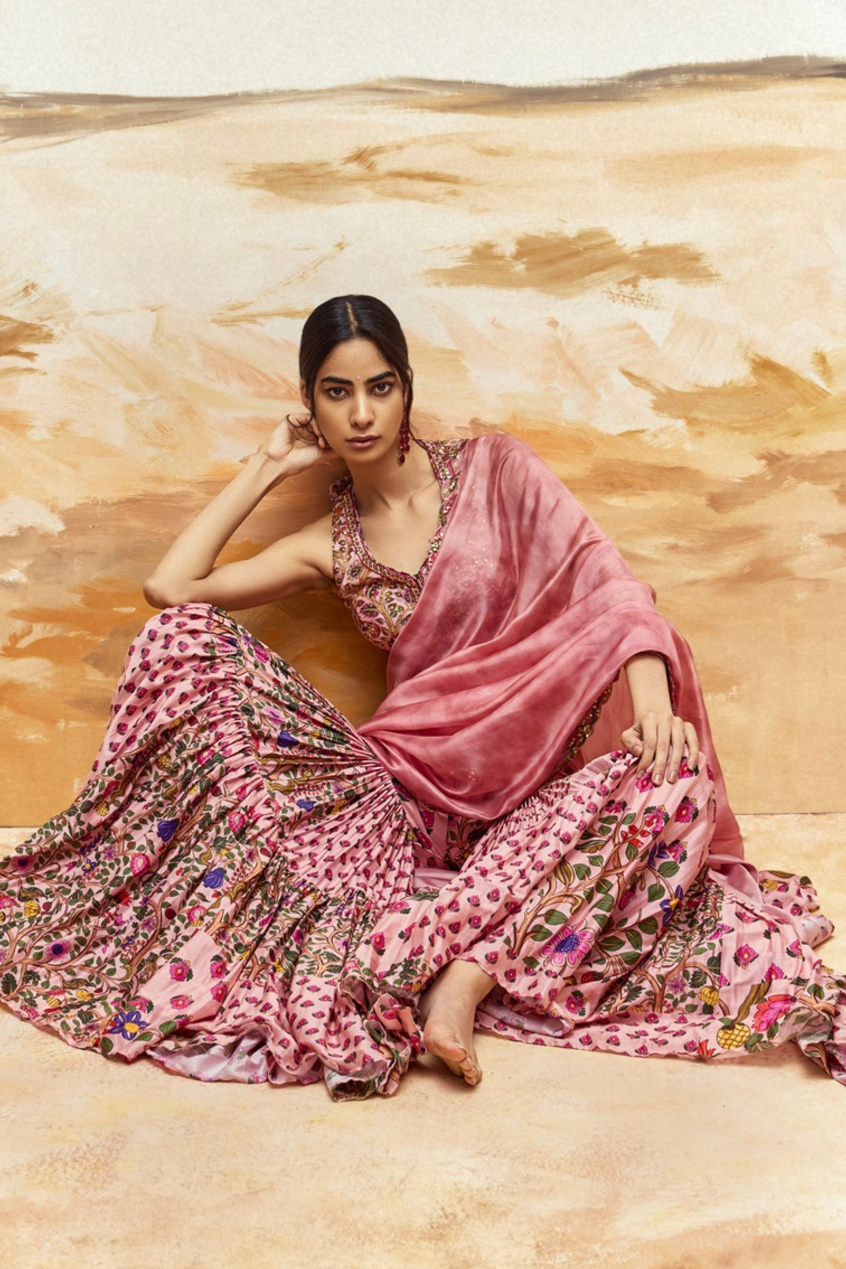 Dusky Pink Sharara Set