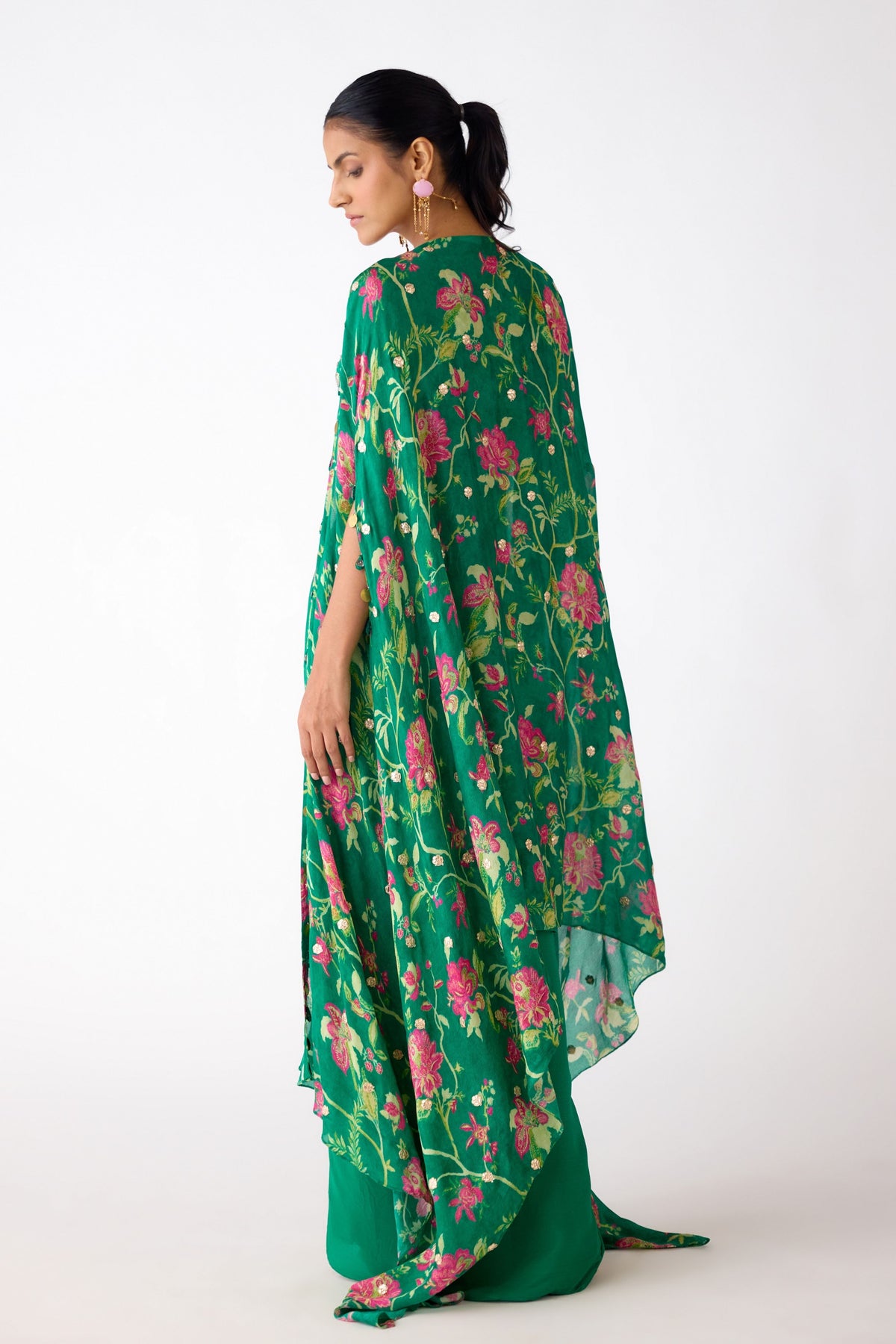 Floral Green Cape Set