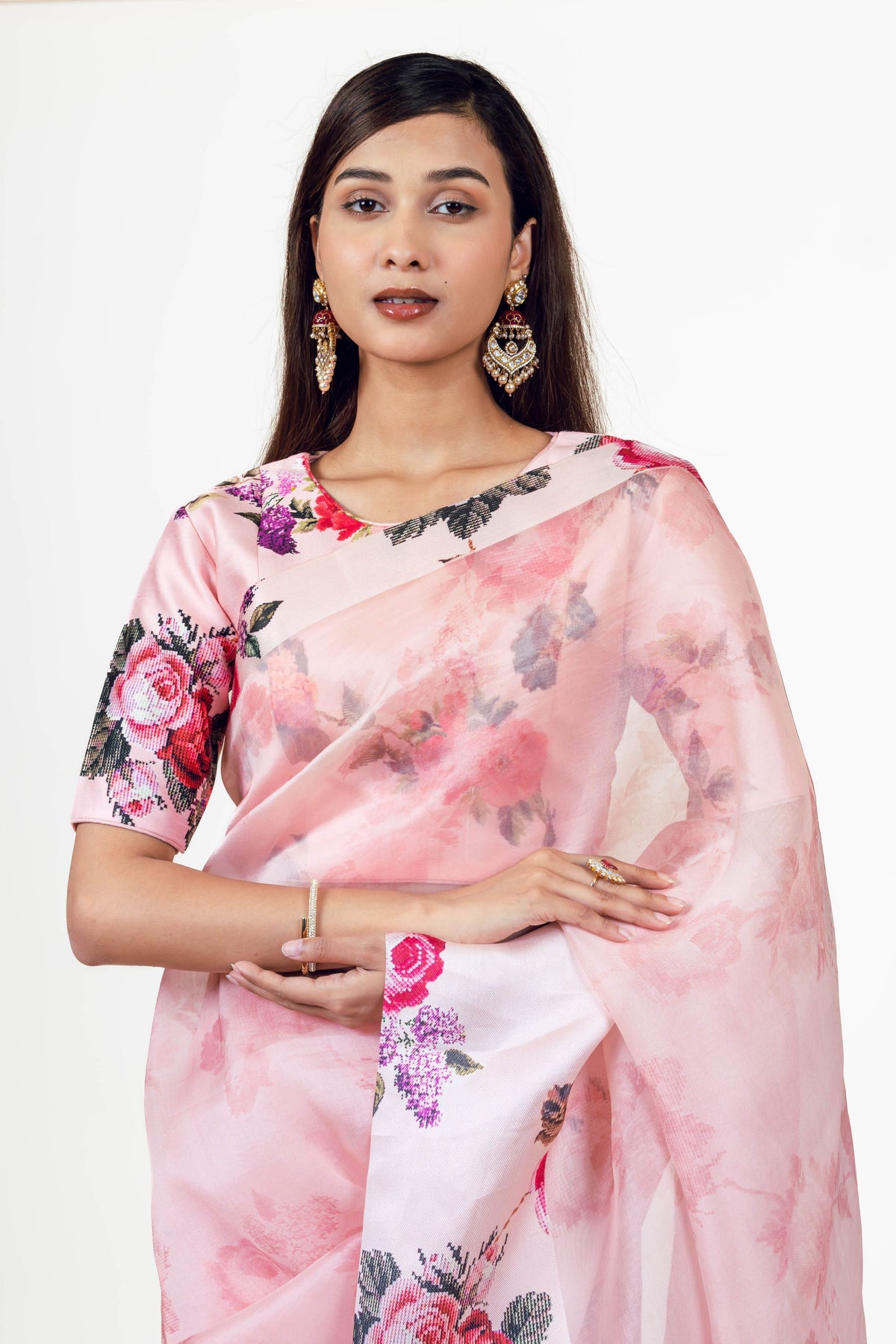 Nila Pink Organza Saree