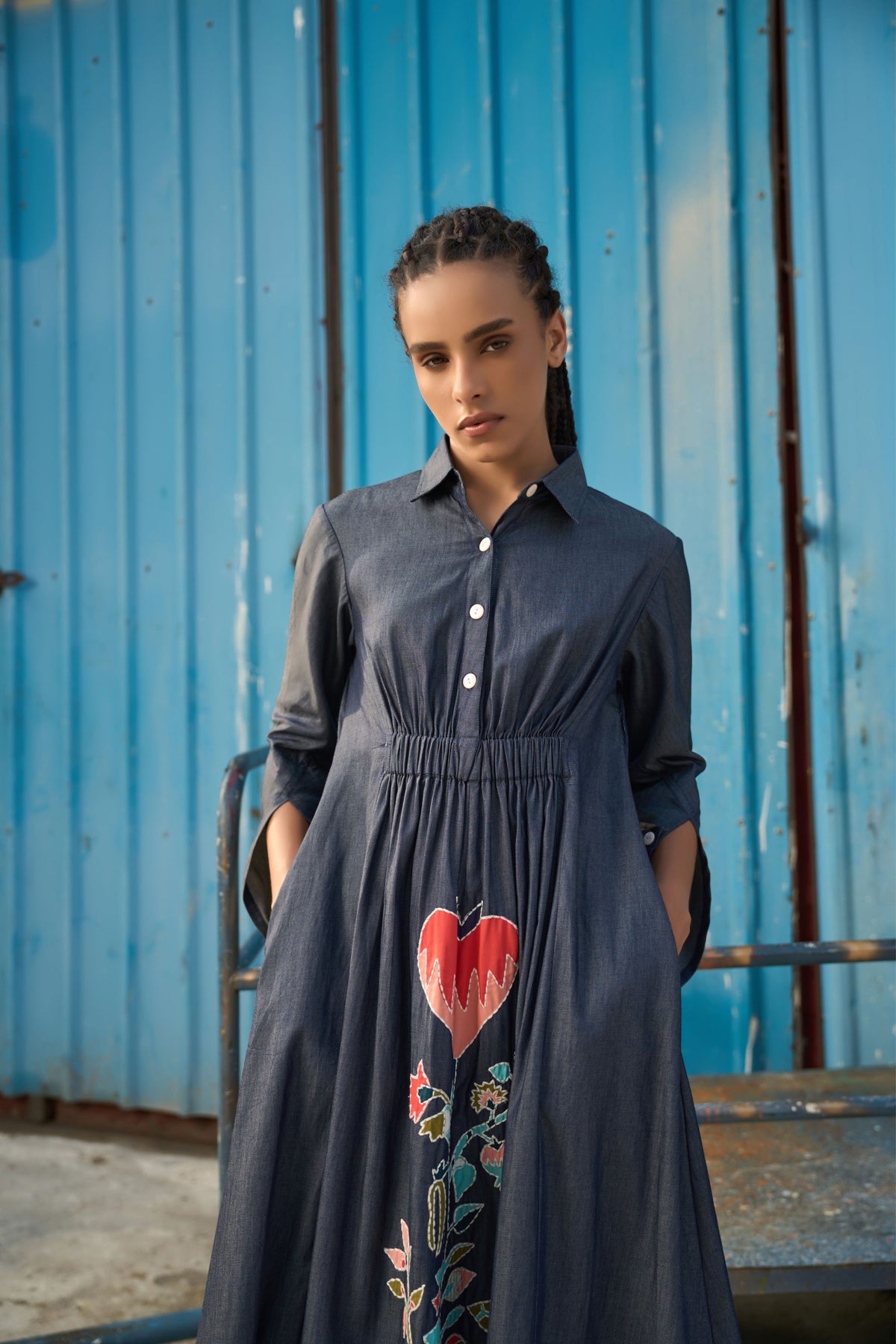 Denim Midi Shirt Dress