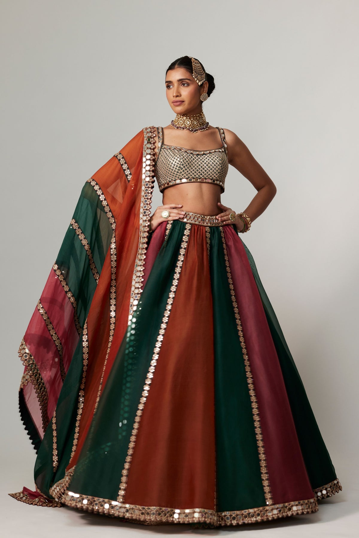 Cranberry Multicolor Lehenga Set