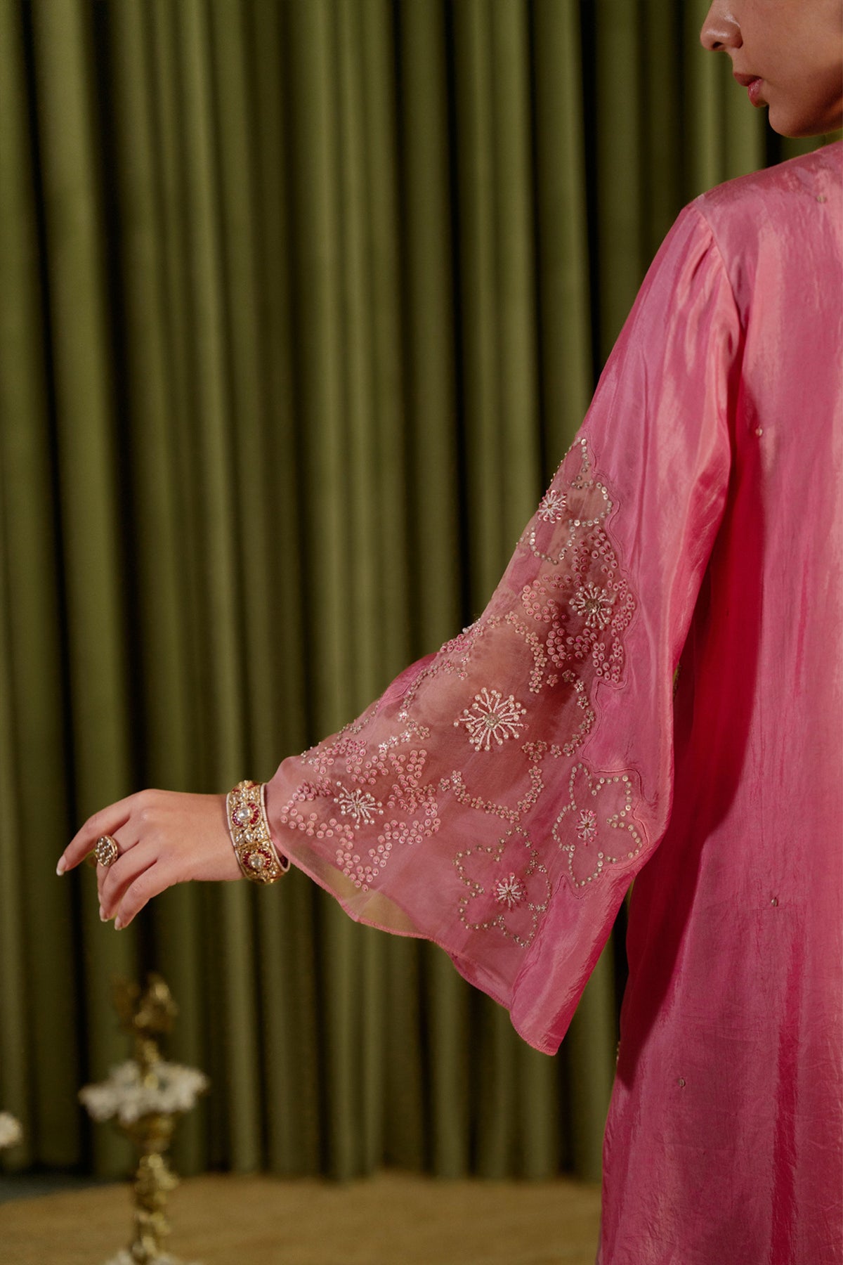 Rose Pink Embroidered Sharara Set