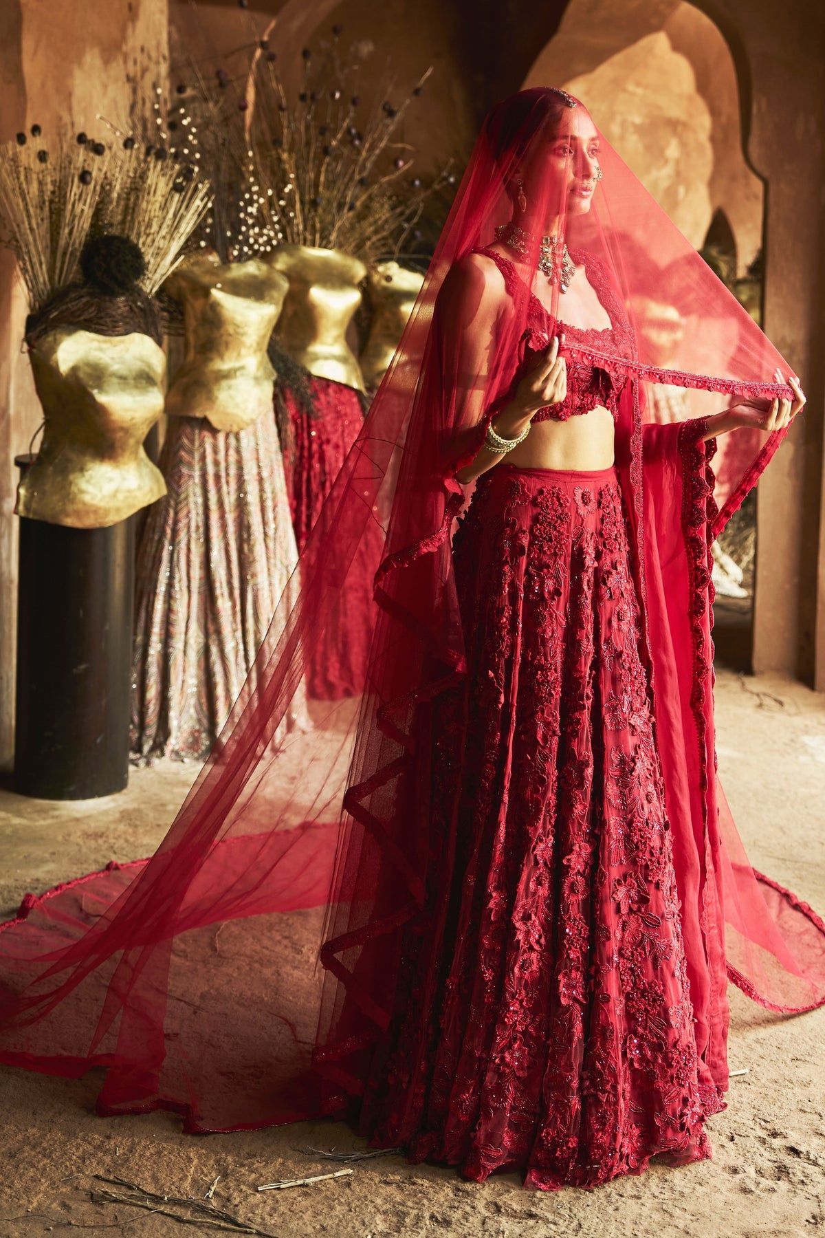 Crimson Rose Lehenga Set