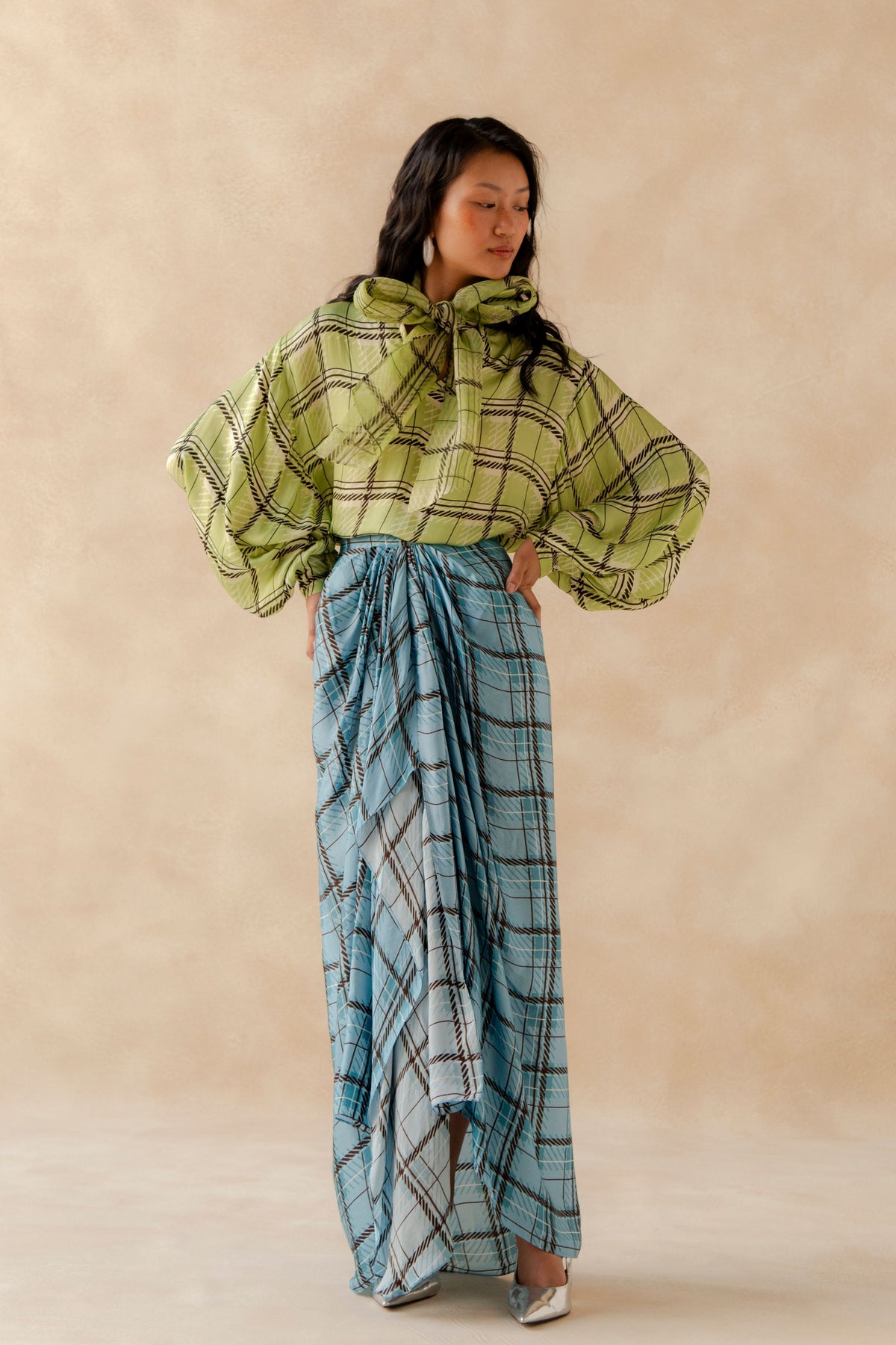Plaid Tie Up Skirt Set