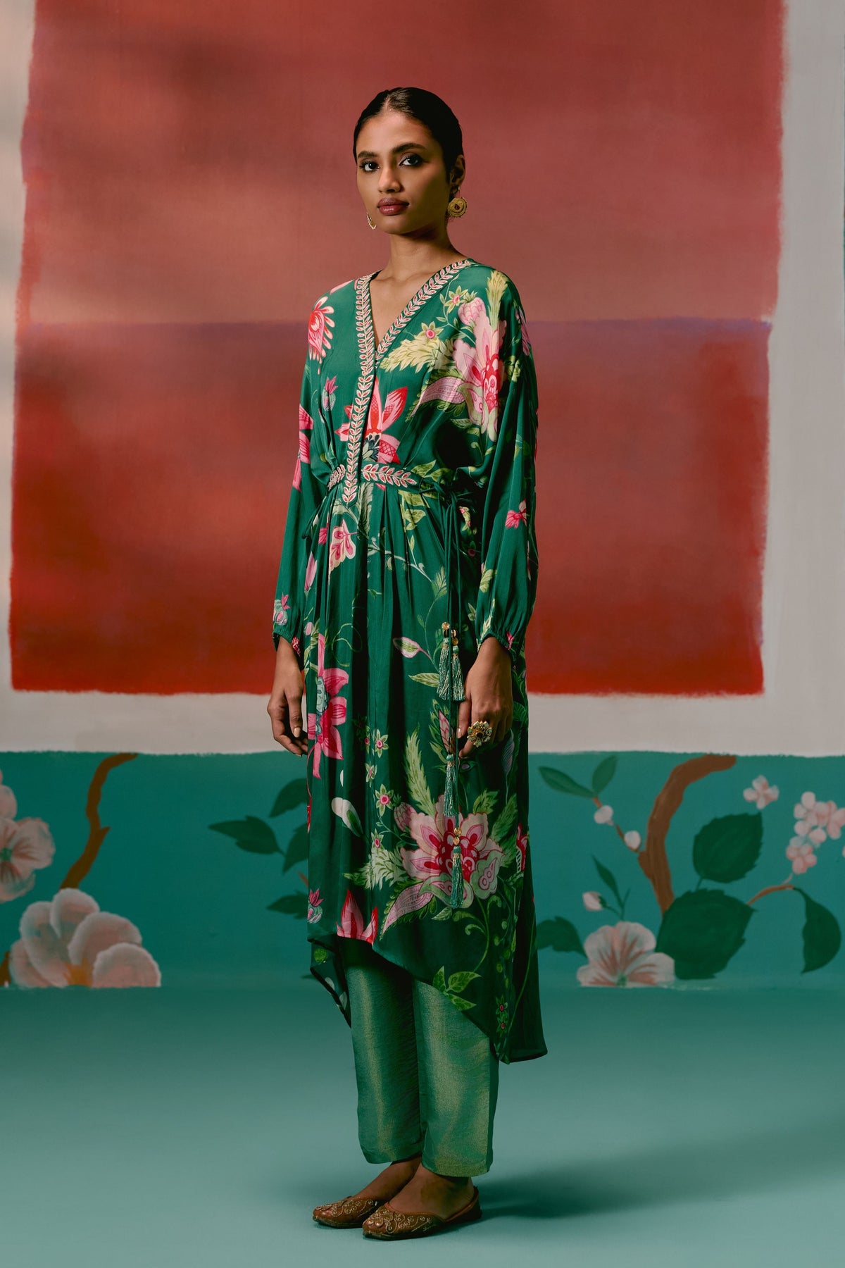 Green Chintz Kaftan Set